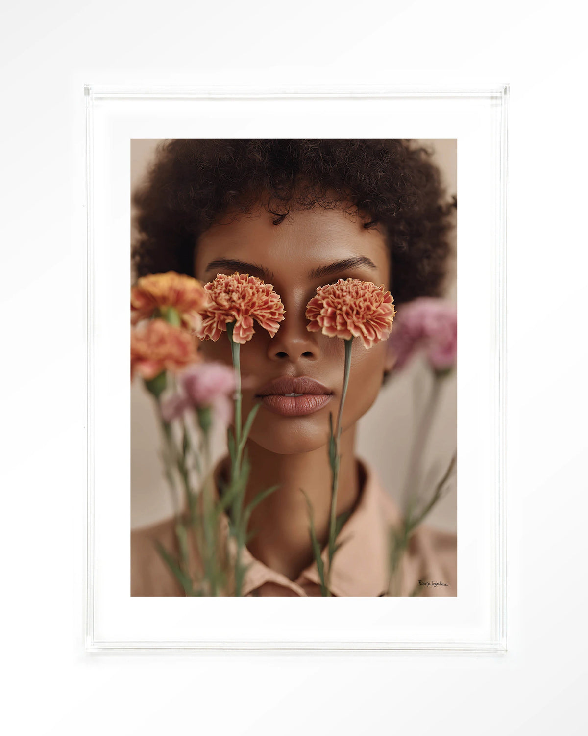 Carnation – portret met anjers – Art print – Acryl doorzichtig