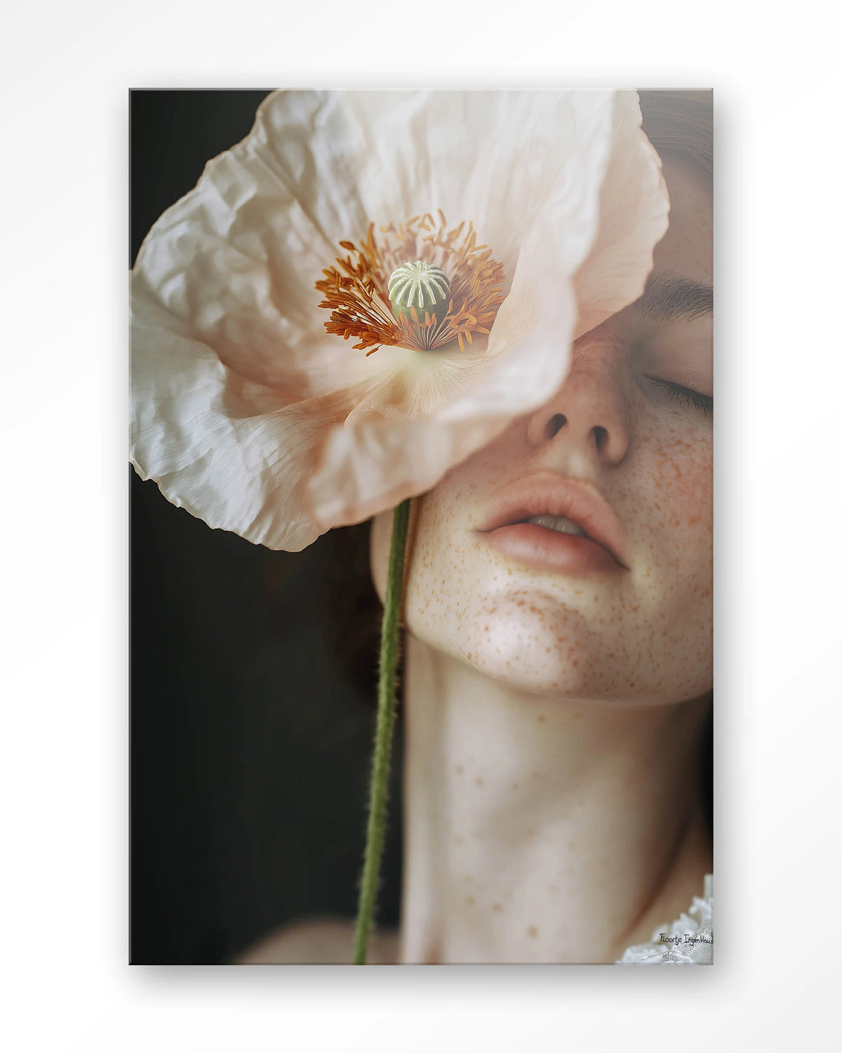 Poppy Flower – vrouw met klaproos – Glas – Blinde montage