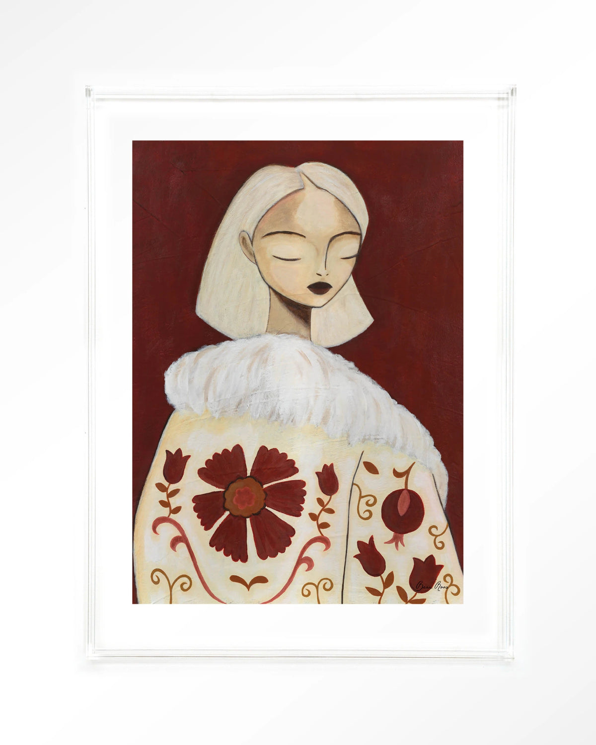 Details Of Life – portret van vrouw met bontkraag – Art print – Acryl doorzichtig