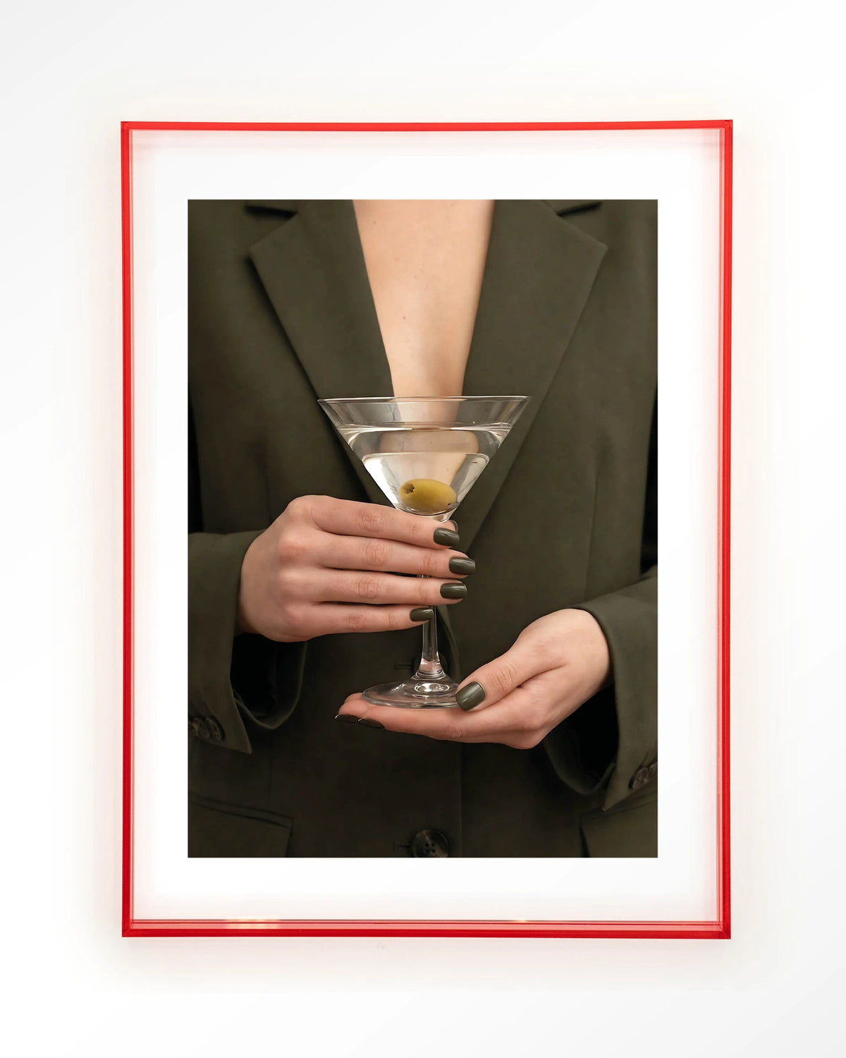 Classic Martini – martini met olijf – Art print – Acryl roze