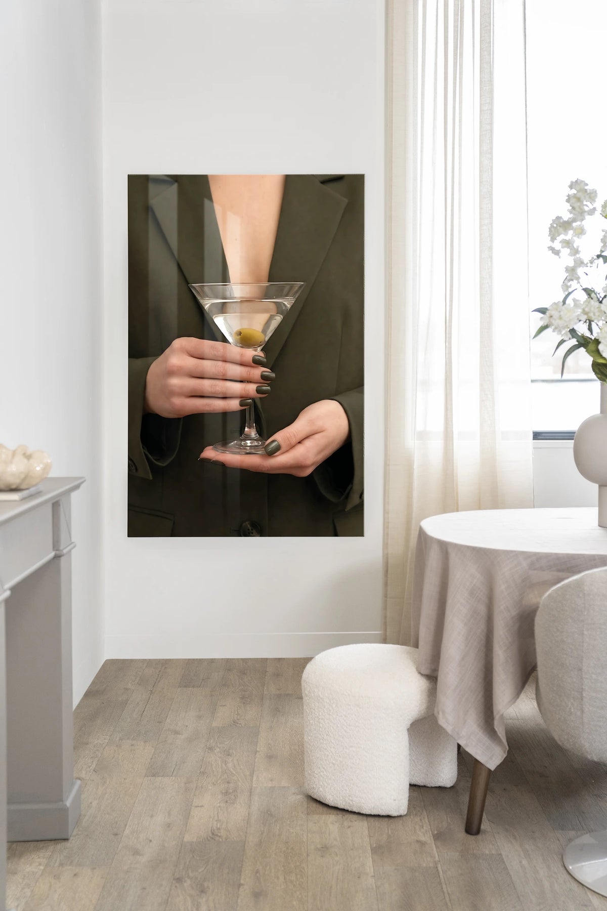 Classic Martini – martini met olijf – glasschilderij