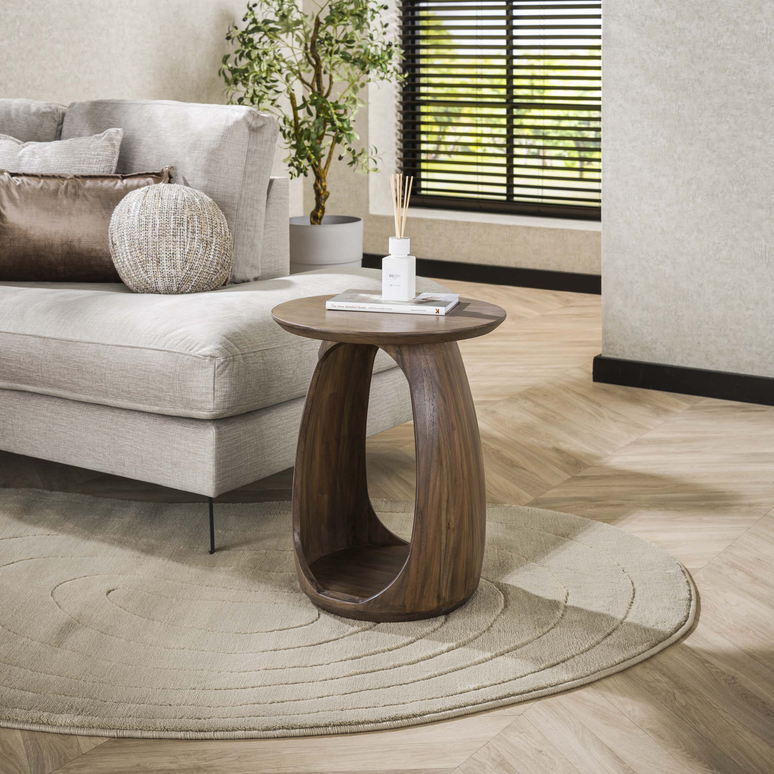 Bijzettafel Flow Solid S / Massief acacia glaze brown