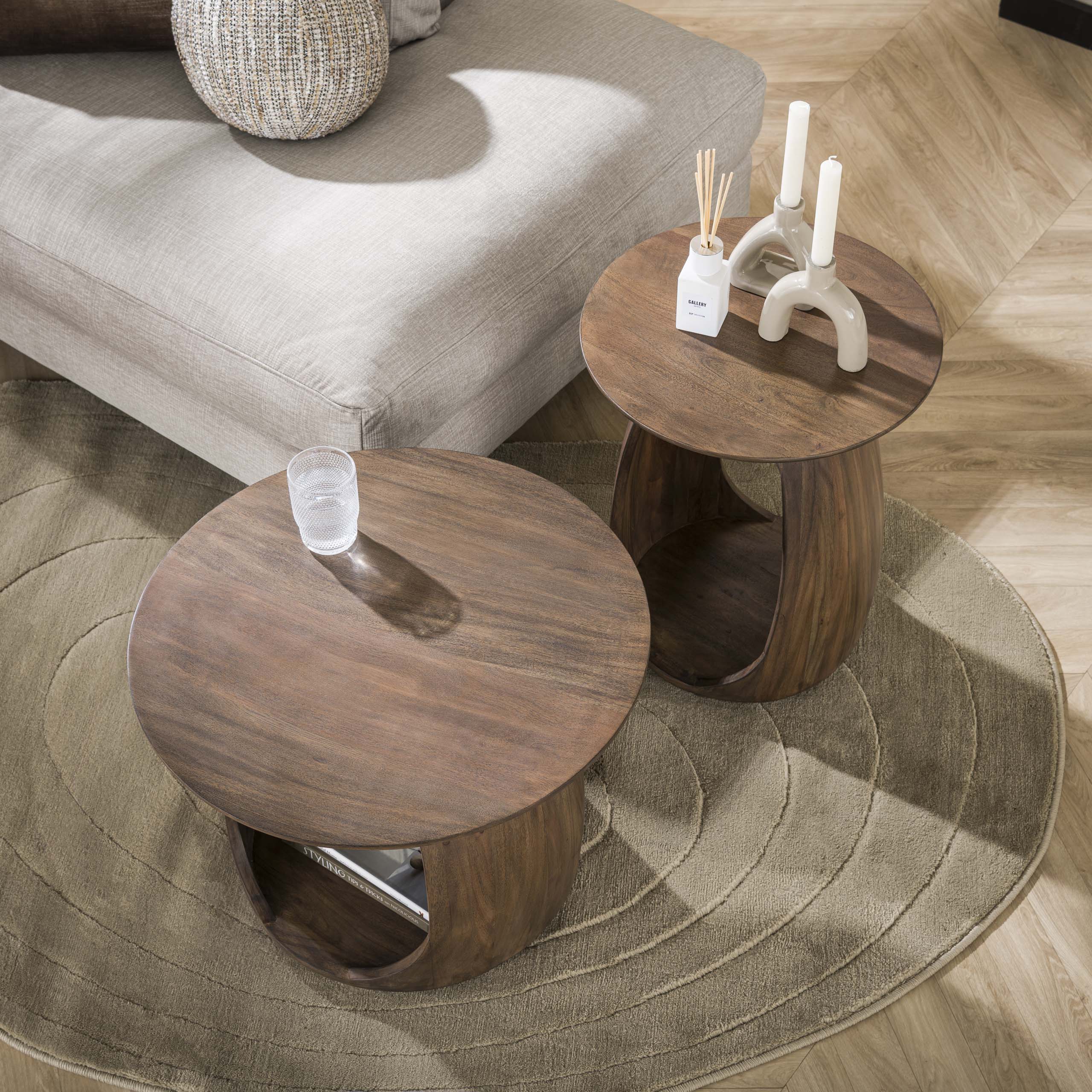 Bijzettafel Flow Solid S Massief Acacia Glaze Brown