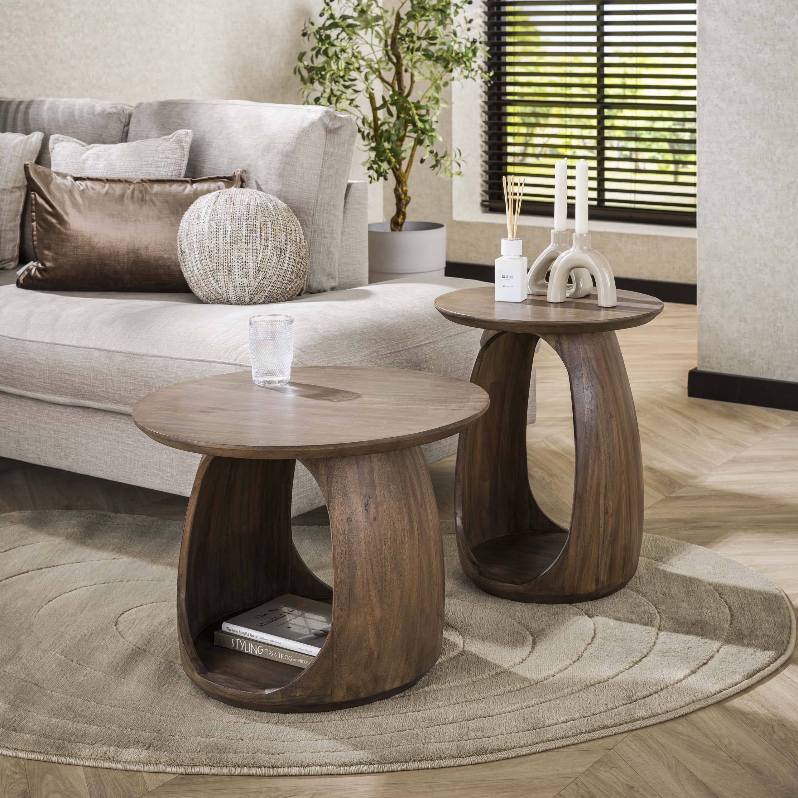 Bijzettafel Flow Solid M Massief Acacia Glaze Brown