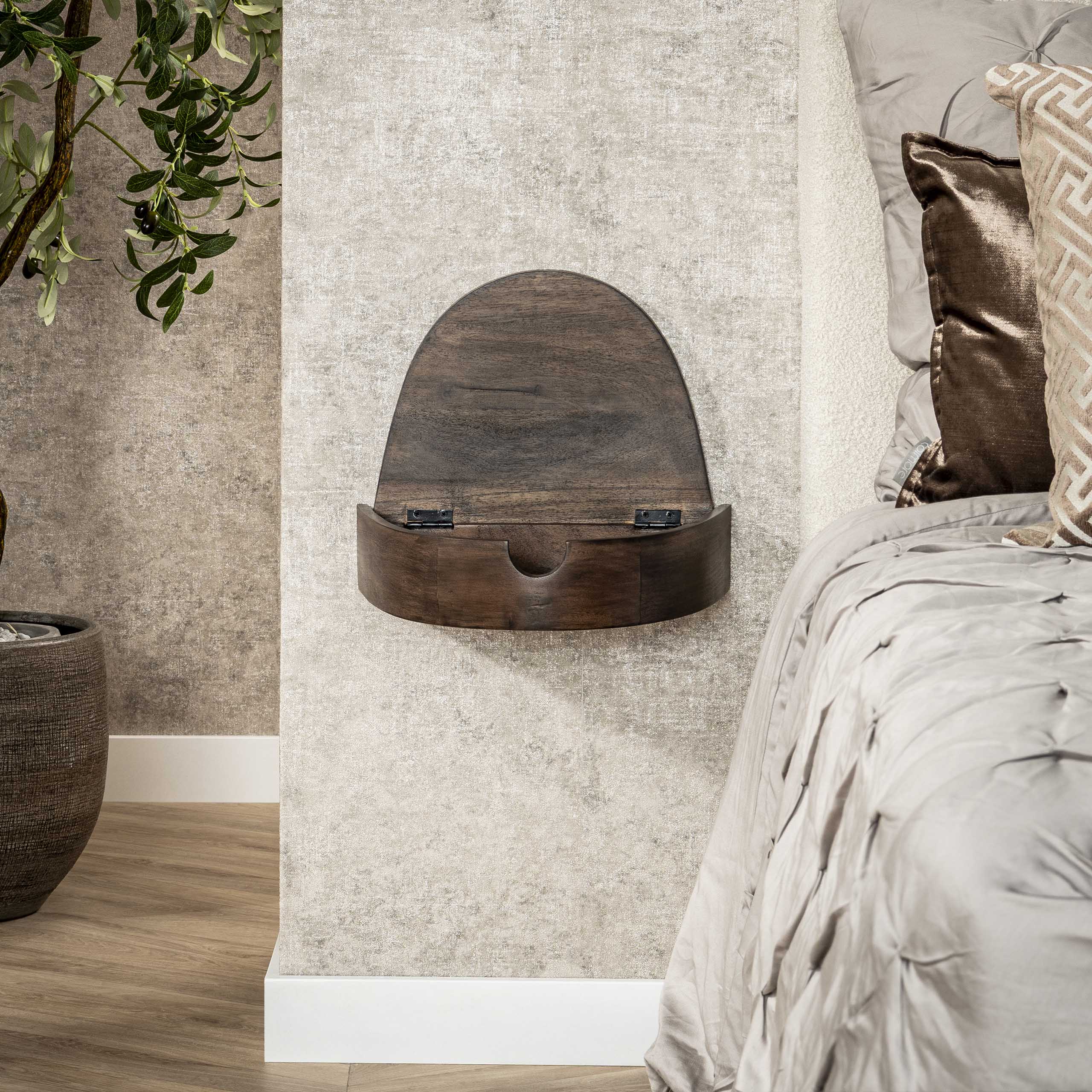 Nachtkastje Cove Zwevend 1 Lade Massief Acacia Glaze Brown