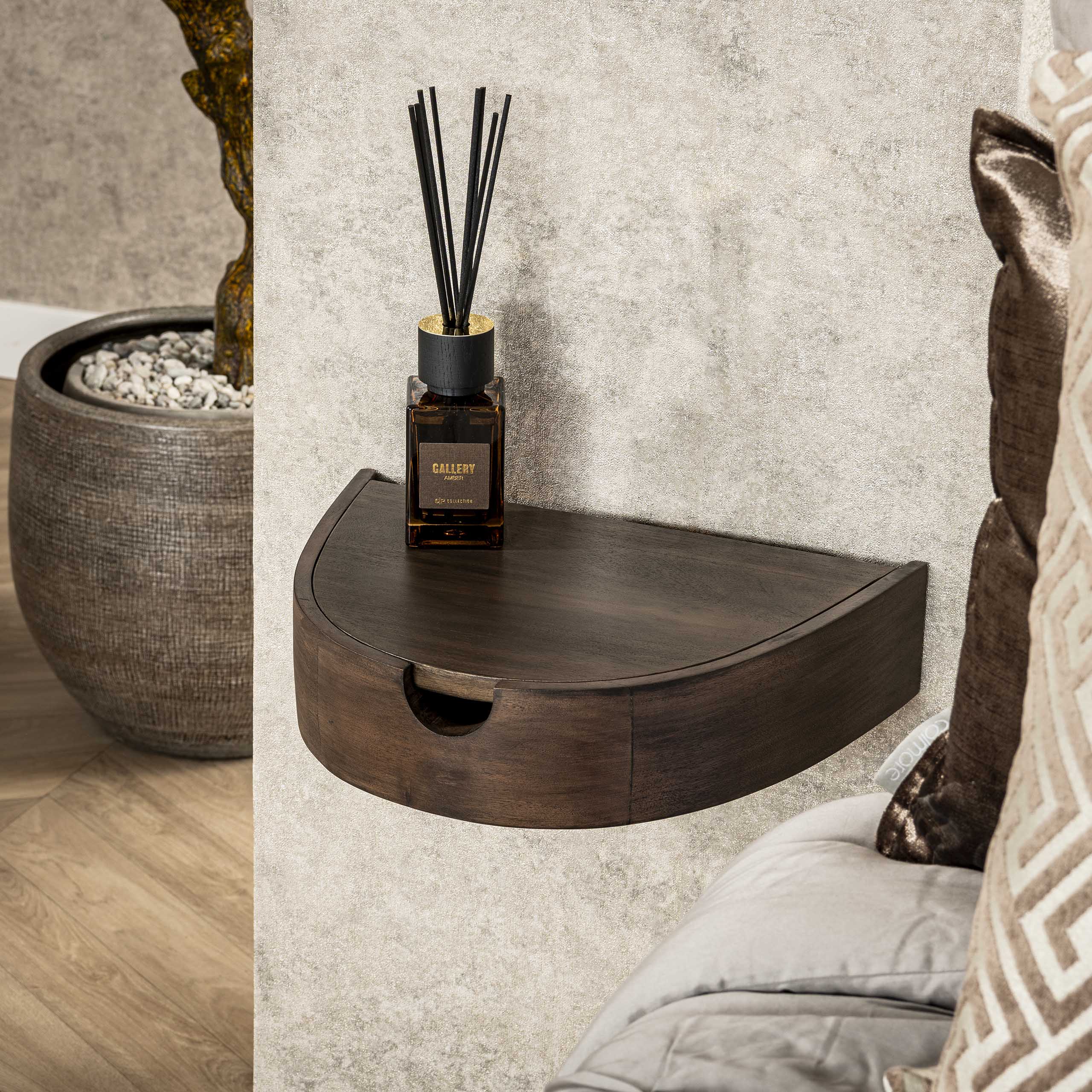 Nachtkastje Cove Zwevend 1 Lade Massief Acacia Glaze Brown