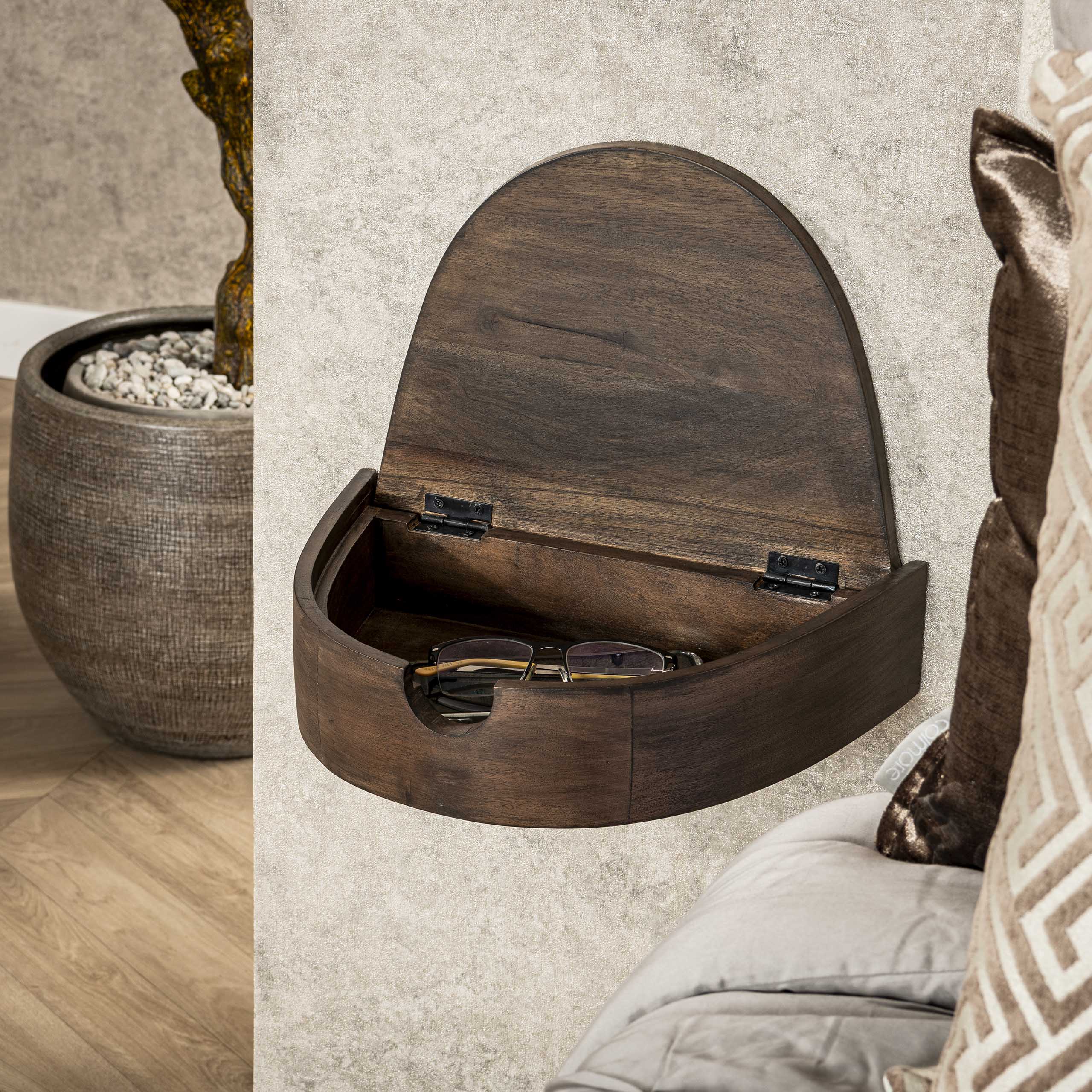 Nachtkastje Cove Zwevend 1 Lade Massief Acacia Glaze Brown