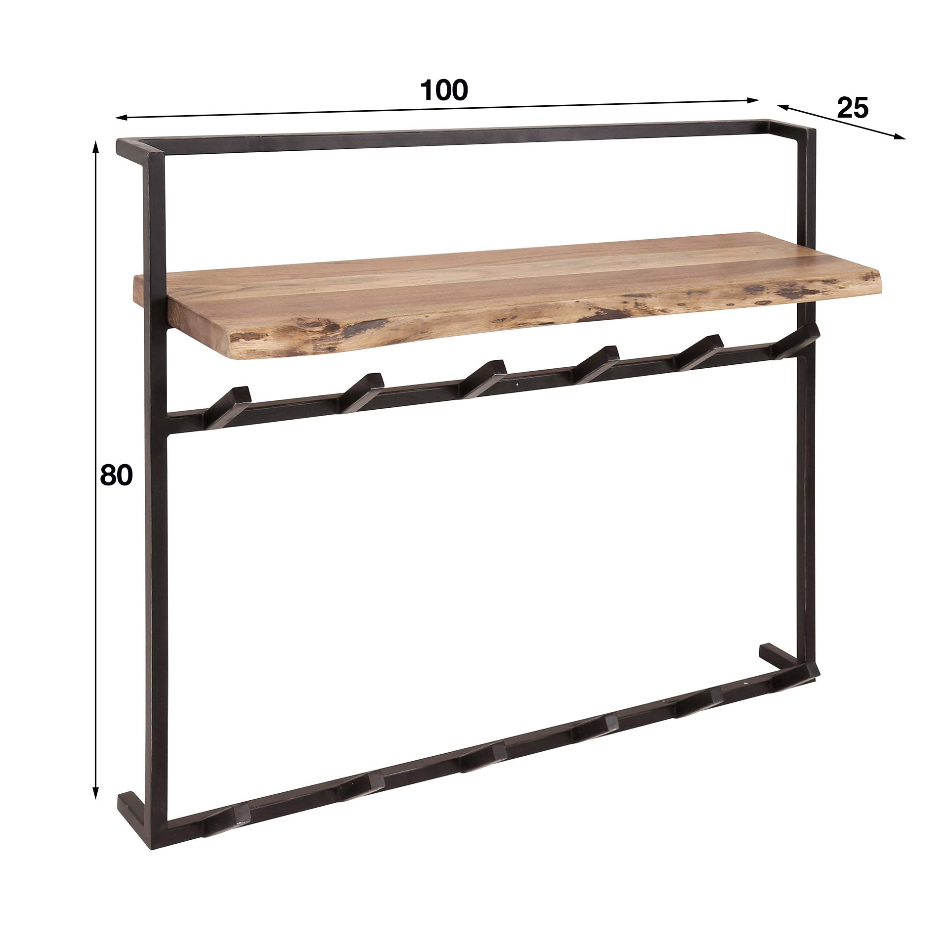 Kapstok Air Solid Hoog Hoedenplank 2X6 Haken Massief Acacia