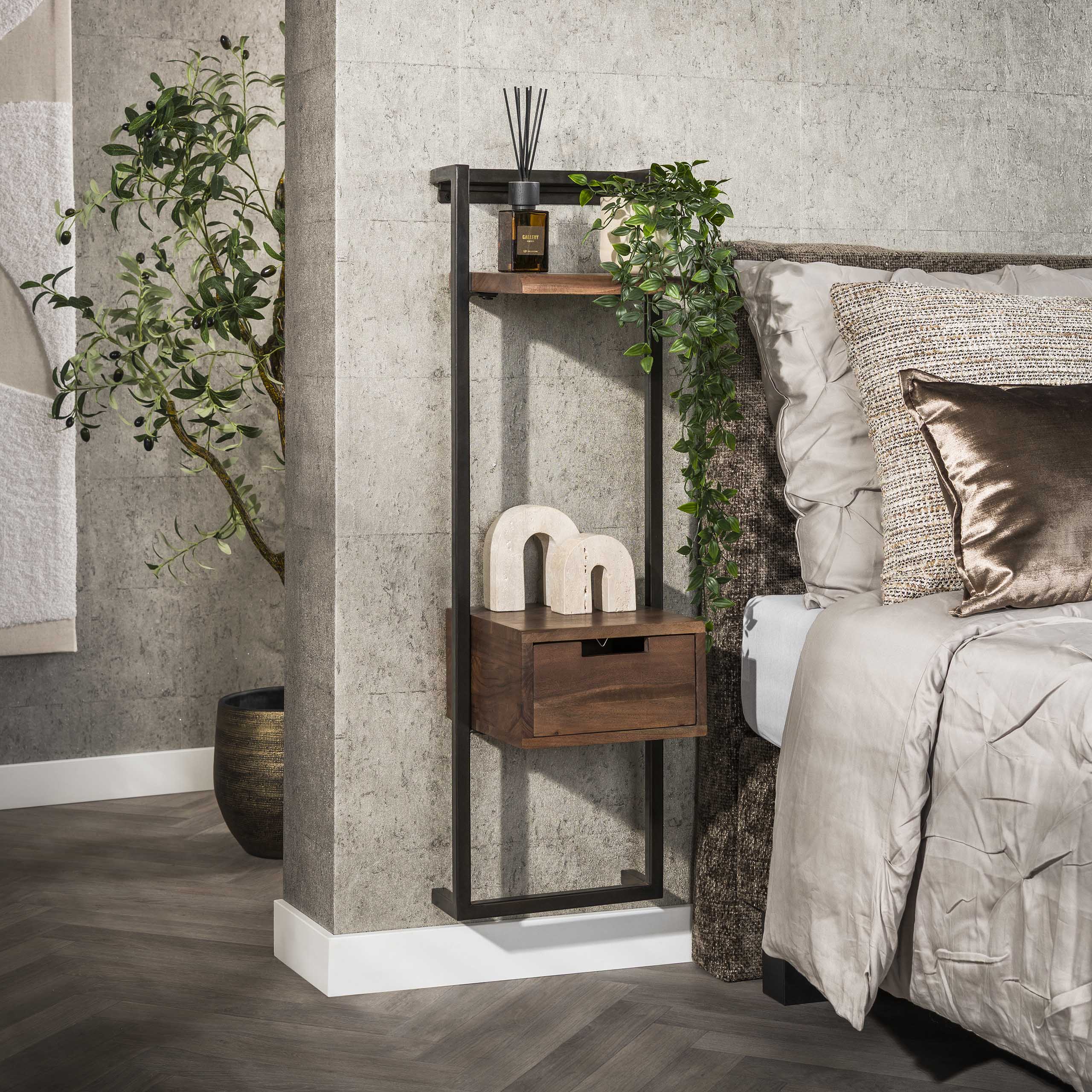 Nachtkastje Air Solid XS 1 lade / Massief acacia bruin