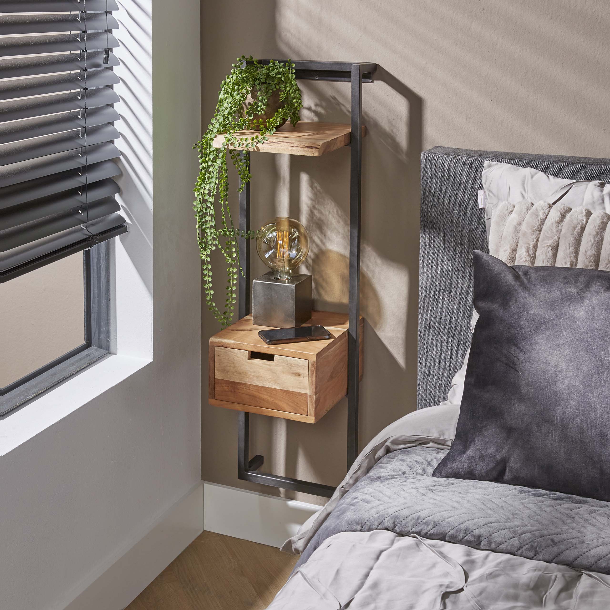 Nachtkastje Air Solid XS 1 lade / Massief acacia