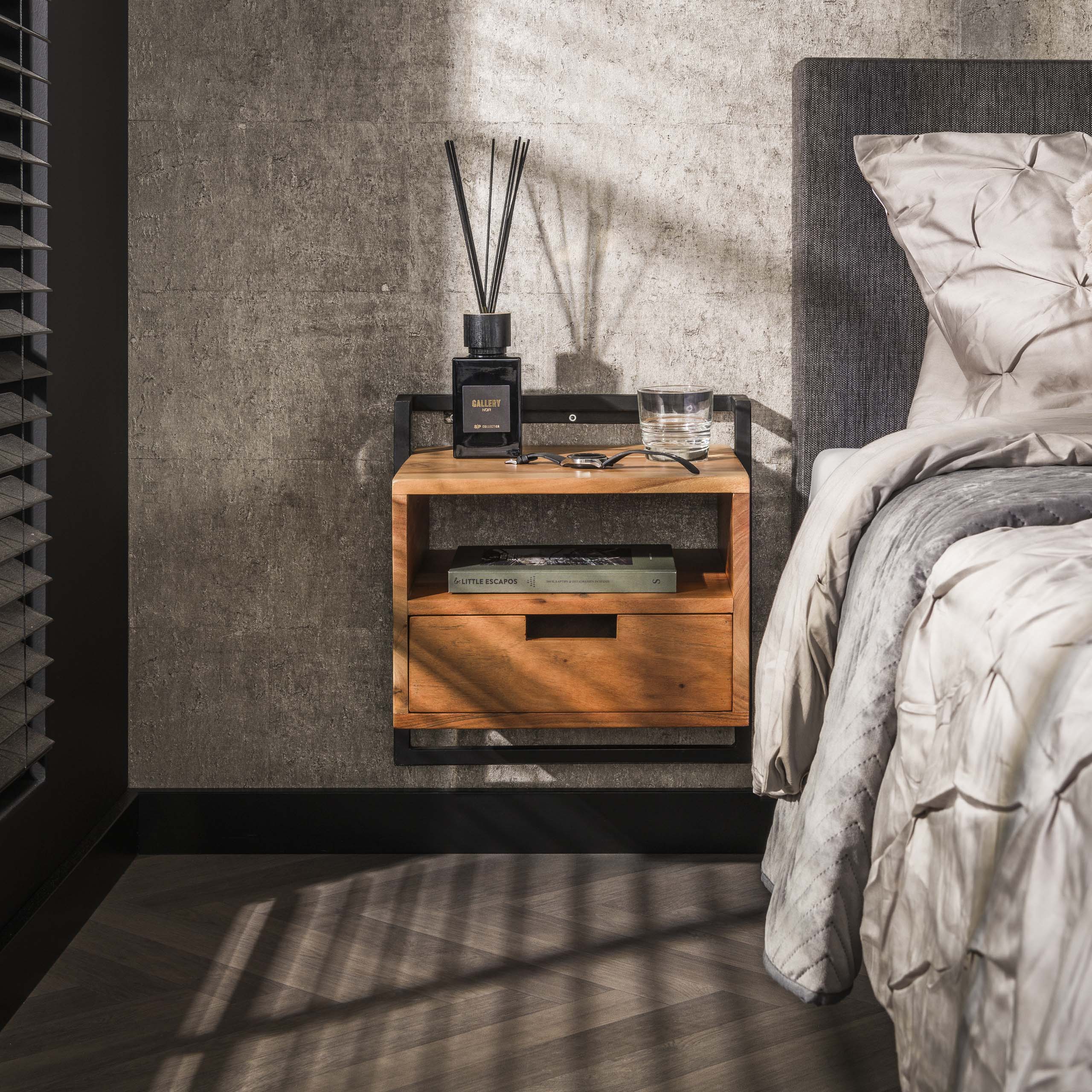 Nachtkastje Air Solid open vak 1 lade / Massief acacia