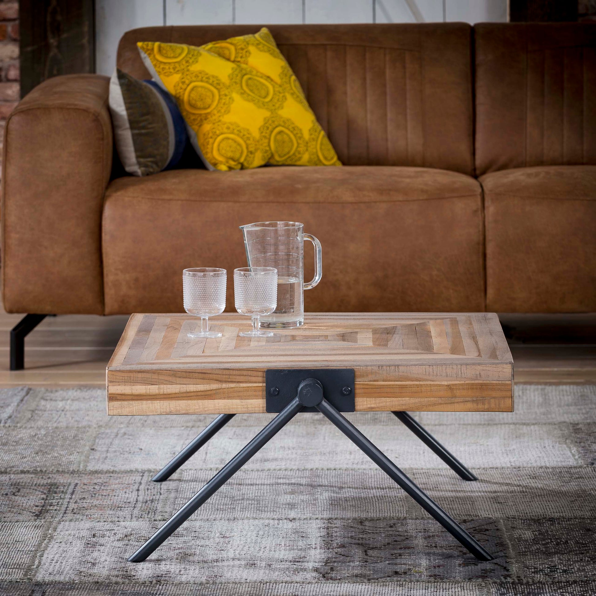 Salontafel Teca Balance 70x70cm / Massief teak verweerd