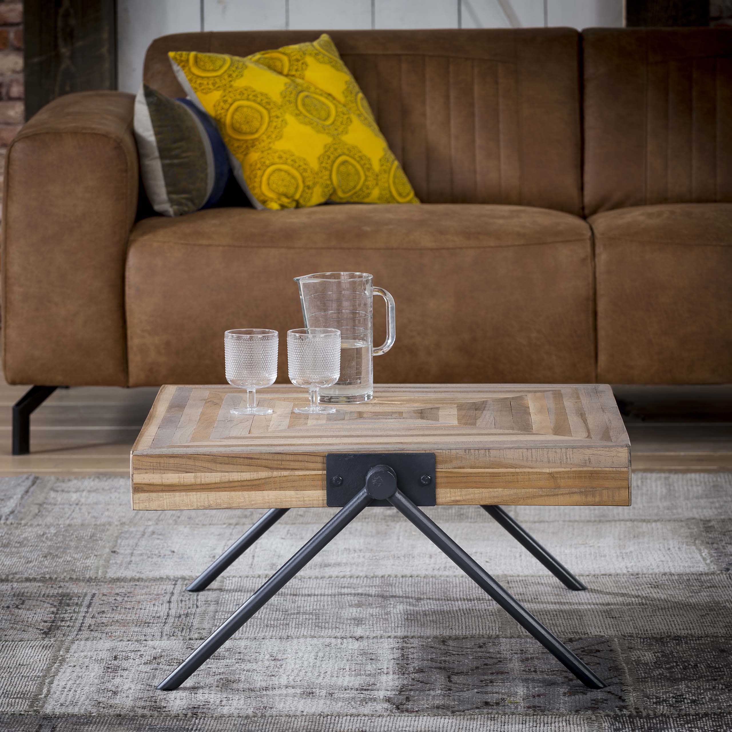 Salontafel Teca Balance 70x70cm / Massief teak verweerd