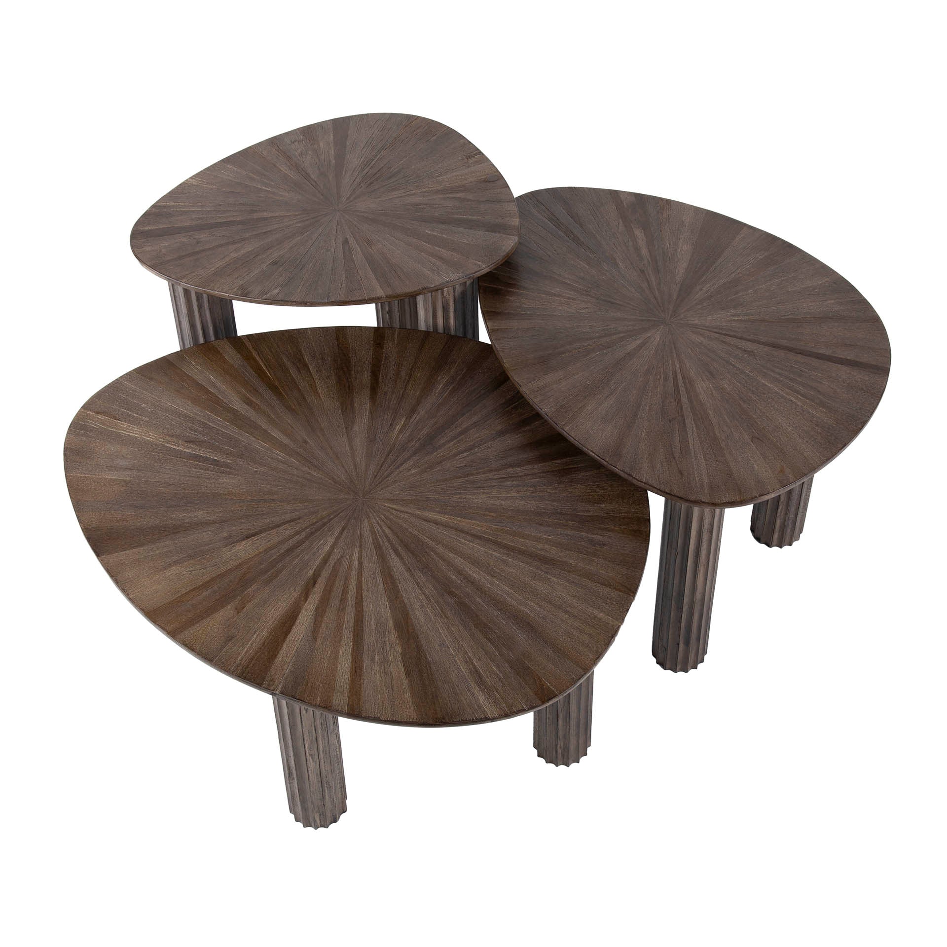 Salontafel Maya Teak Driehoekig Set Van 3 Massief Teak Espresso