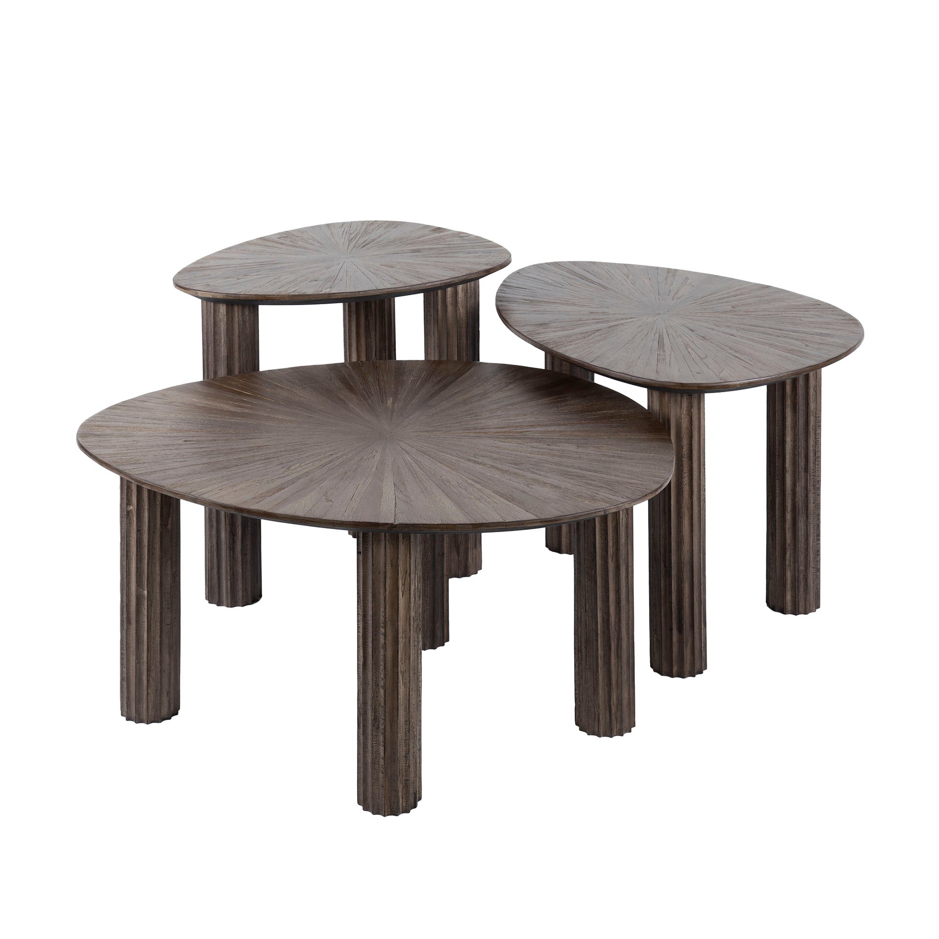 Salontafel Maya Teak Driehoekig Set Van 3 Massief Teak Espresso
