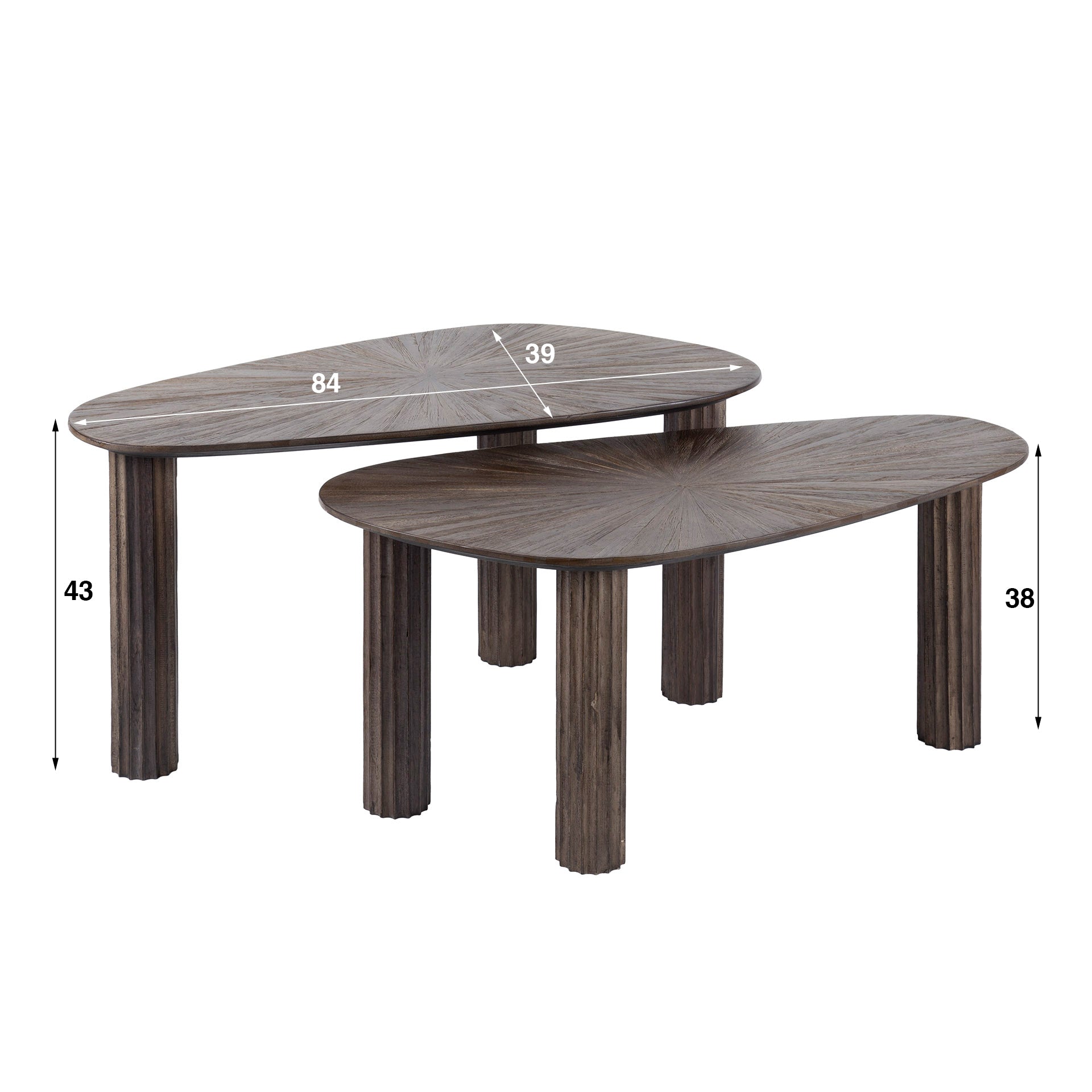 Salontafel Maya Teak Organisch Set Van 2 Massief Teak Espresso