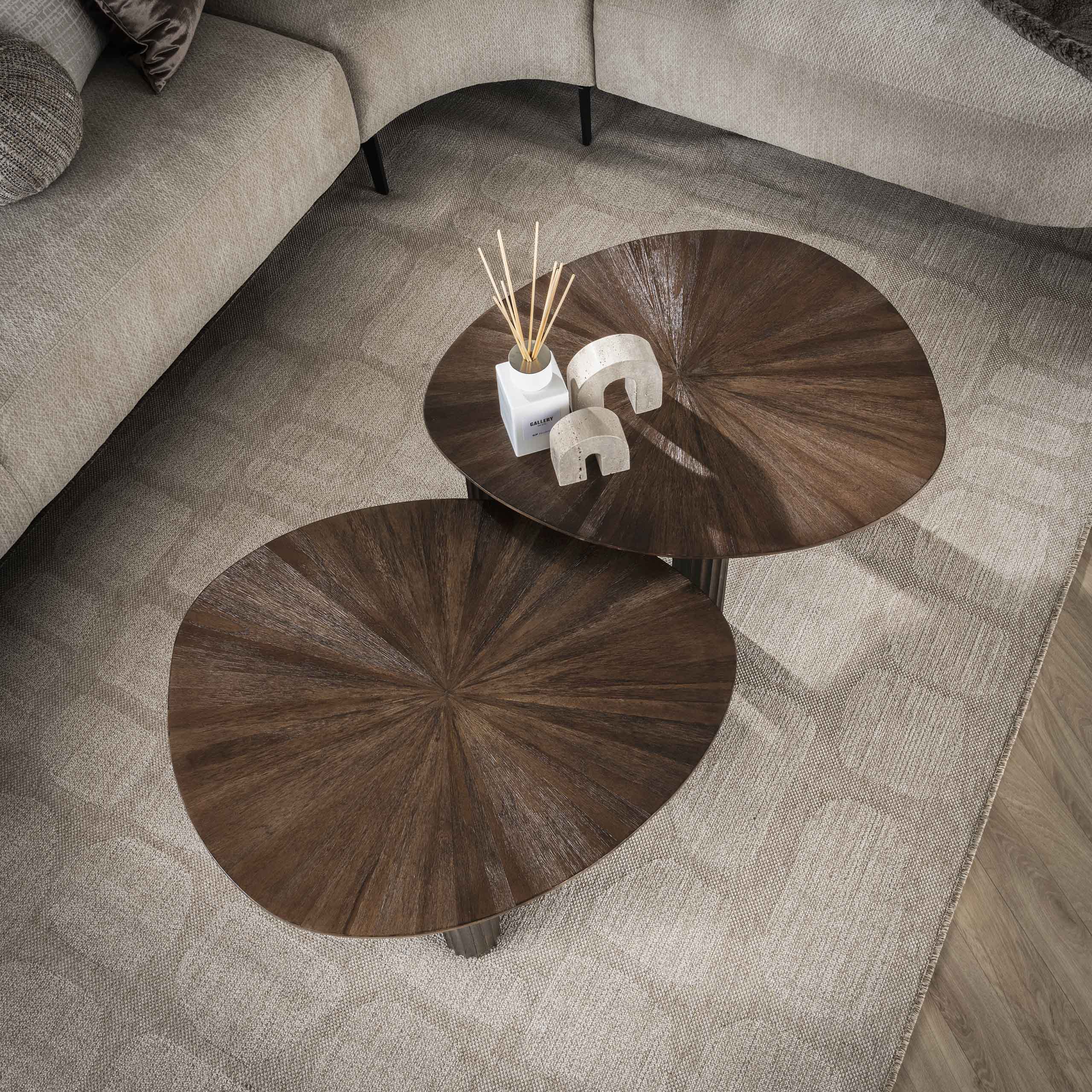 Salontafel Maya Teak Driehoekig Set Van 2 Massief Teak Espresso