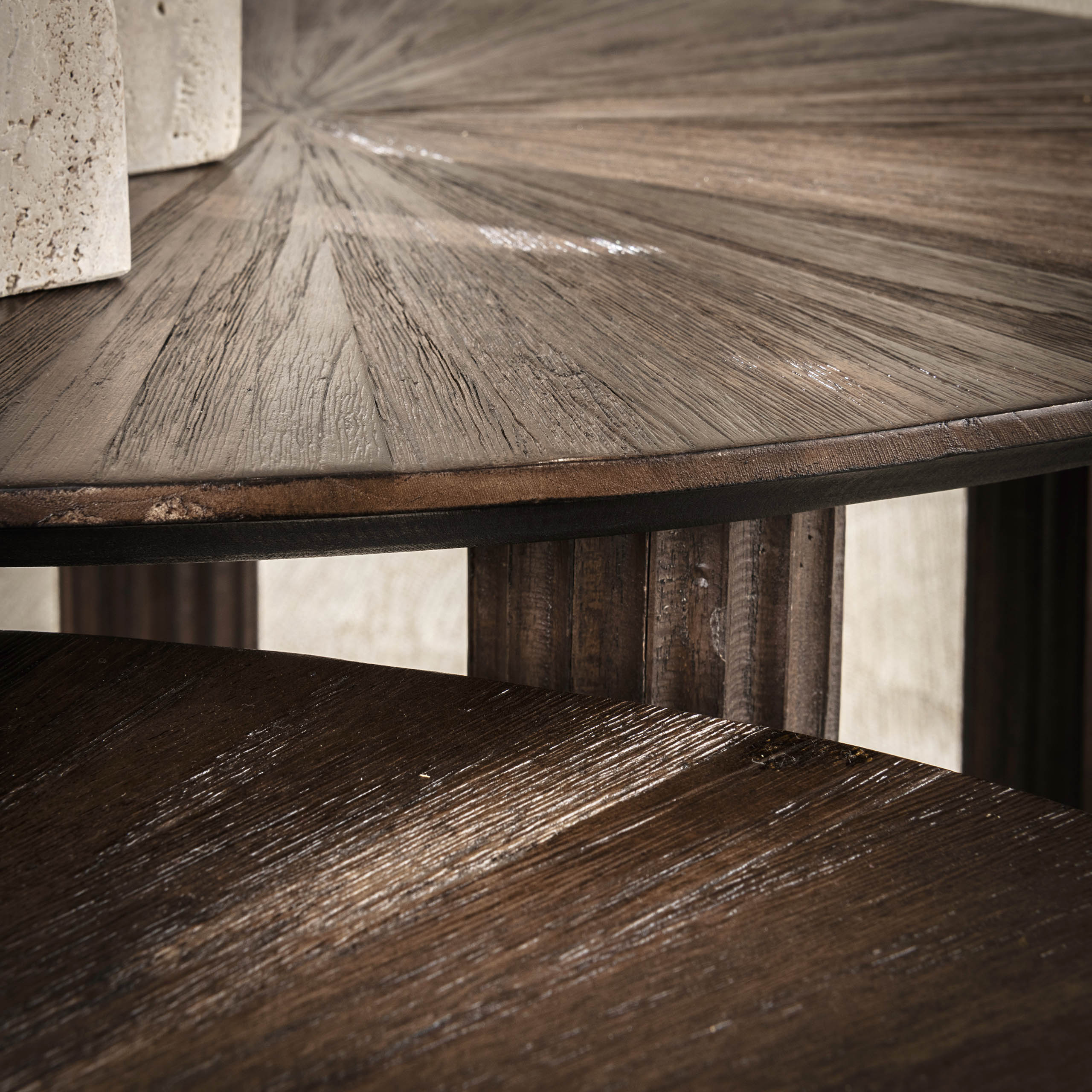 Salontafel Maya Teak Driehoekig Set Van 2 Massief Teak Espresso
