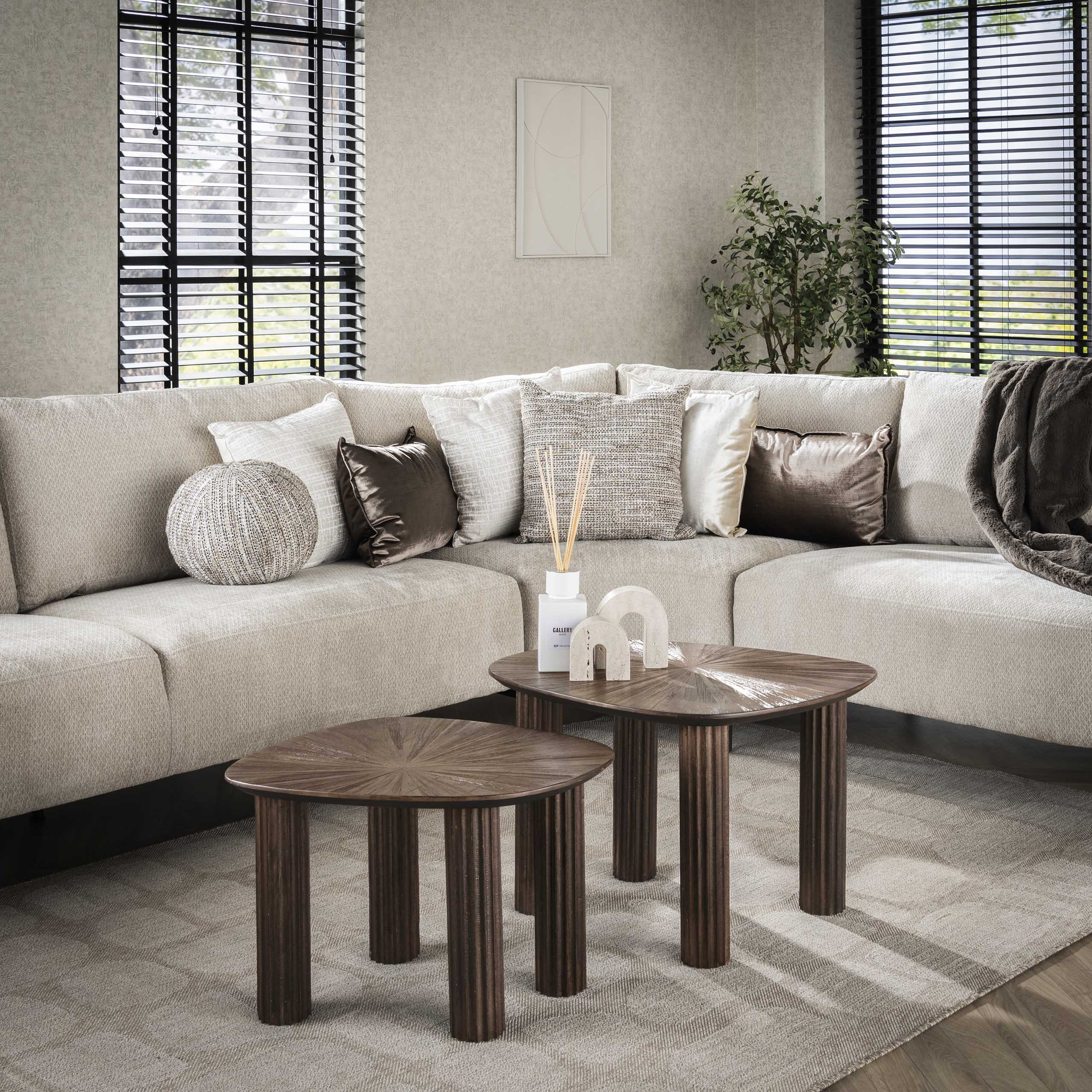 Salontafel Maya Teak vierhoekig set van 2 / Massief teak espresso