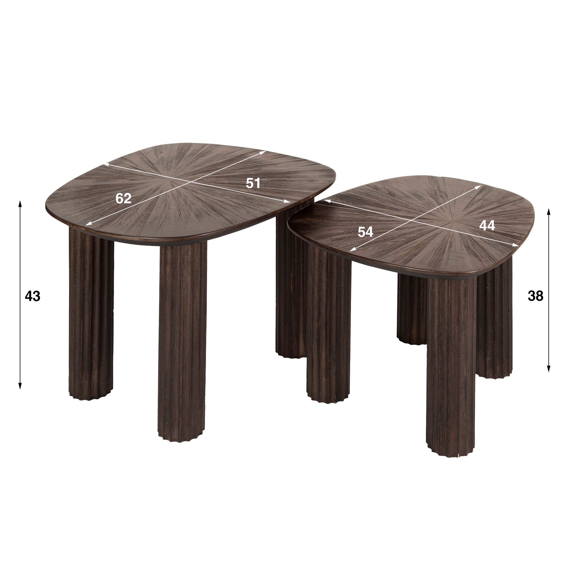 Salontafel Maya Teak Vierhoekig Set Van 2 Massief Teak Espresso