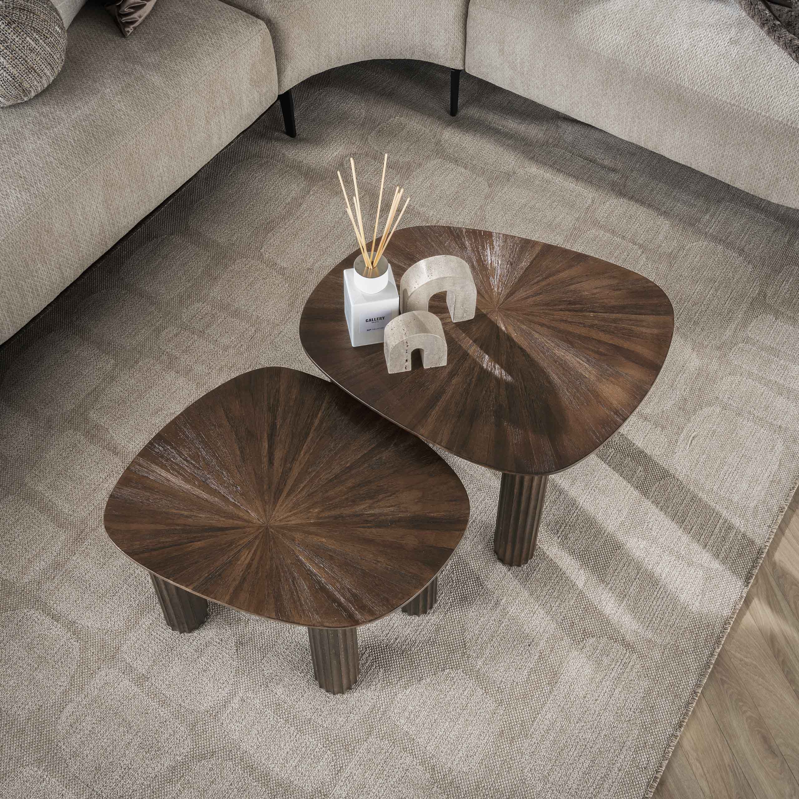 Salontafel Maya Teak Vierhoekig Set Van 2 Massief Teak Espresso