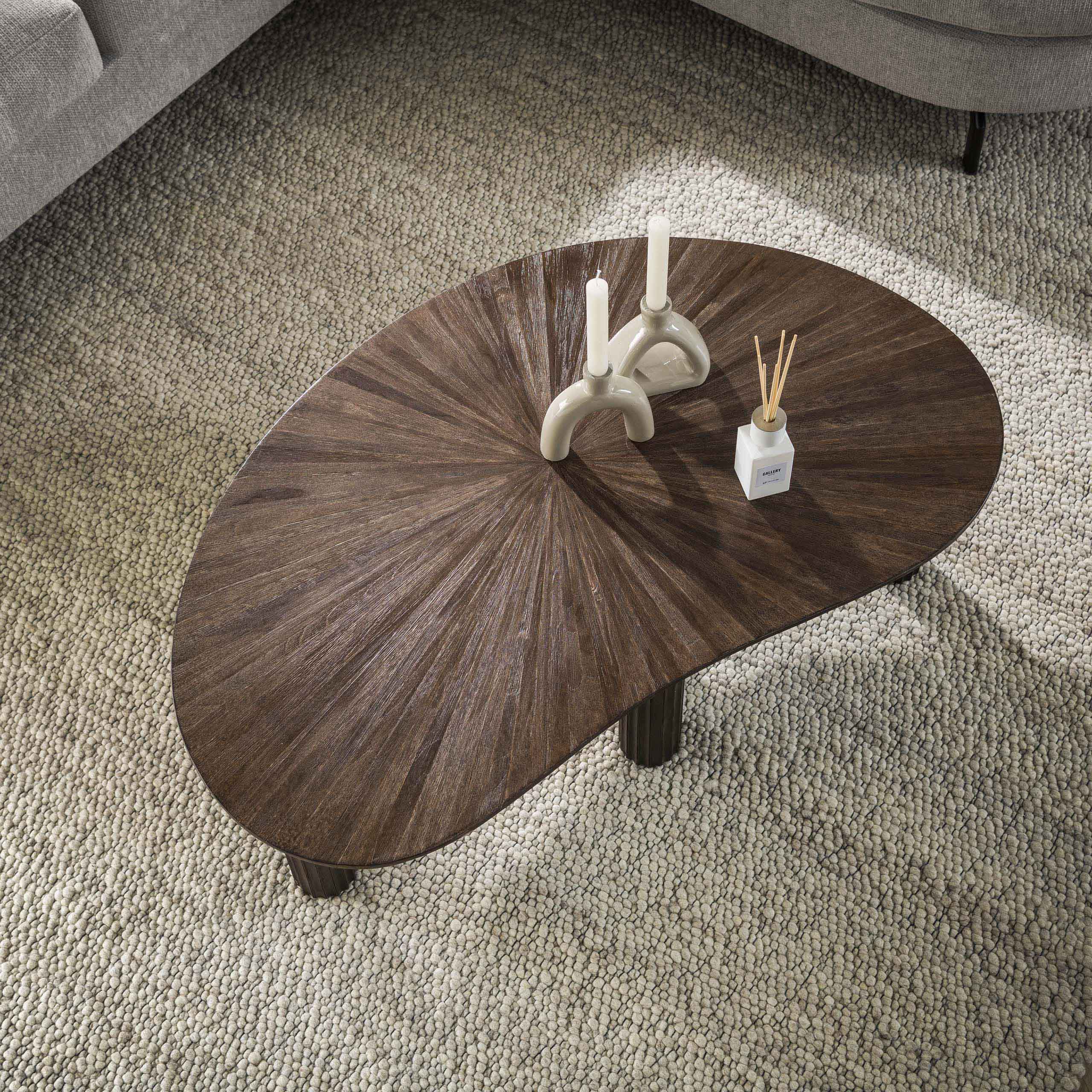Salontafel Maya Teak niervormig 110cm / Massief teak espresso