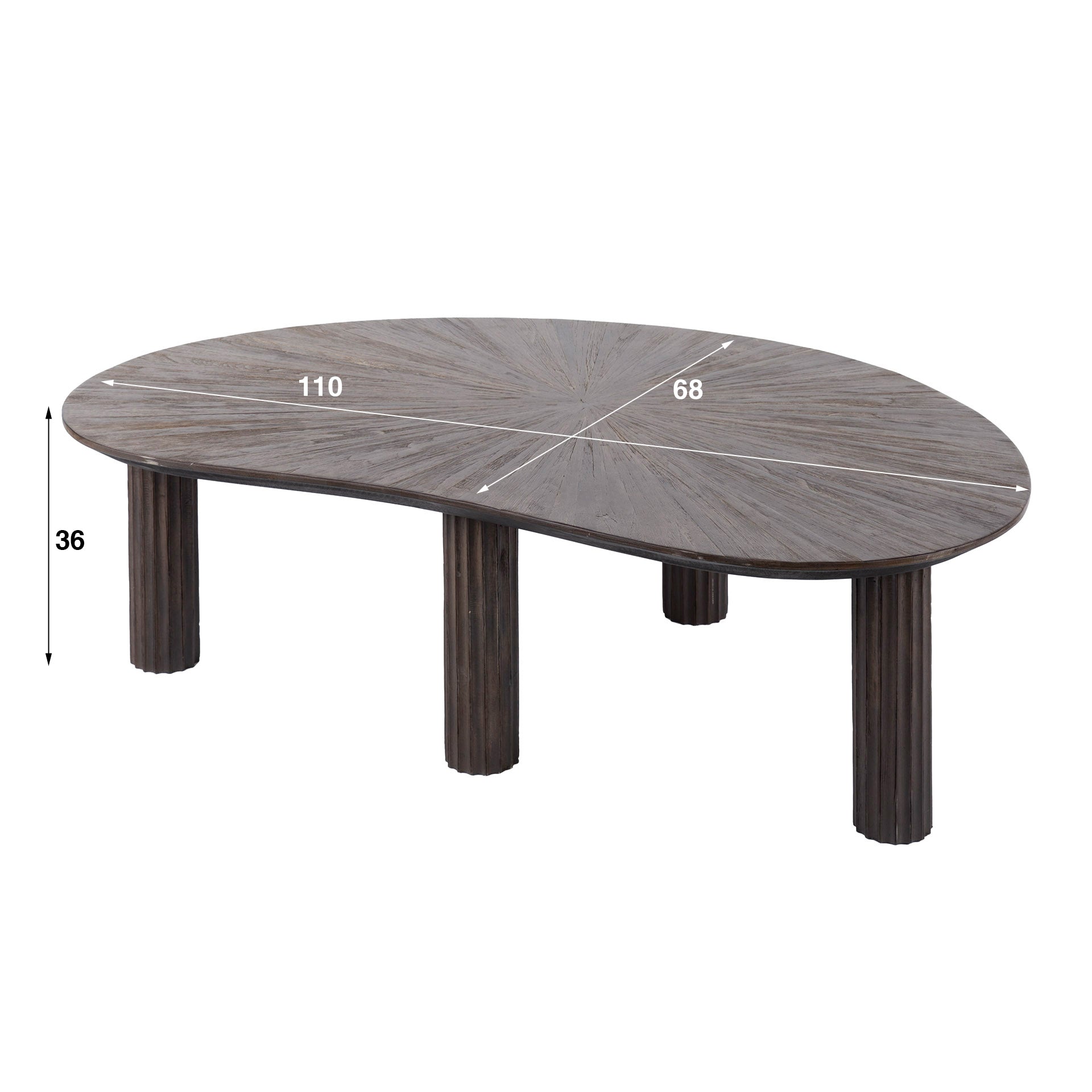 Salontafel Maya Teak Niervormig 110Cm Massief Teak Espresso