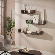 Wandplank Maya Teak U-shape set van 3 / Massief teak espresso
