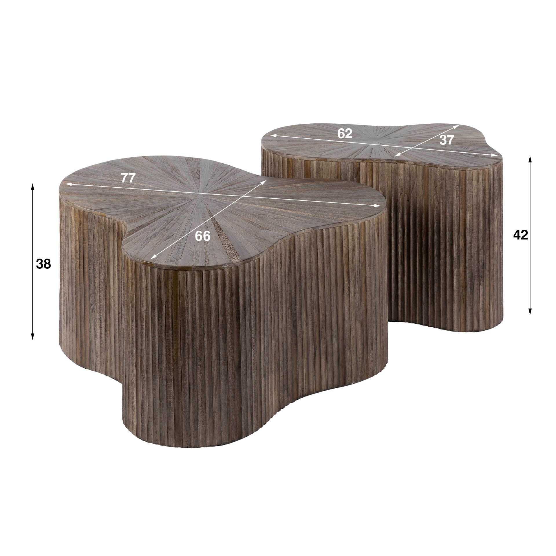 Salontafel Maya Teak Shamrock Set Van 2 Massief Teak Espresso