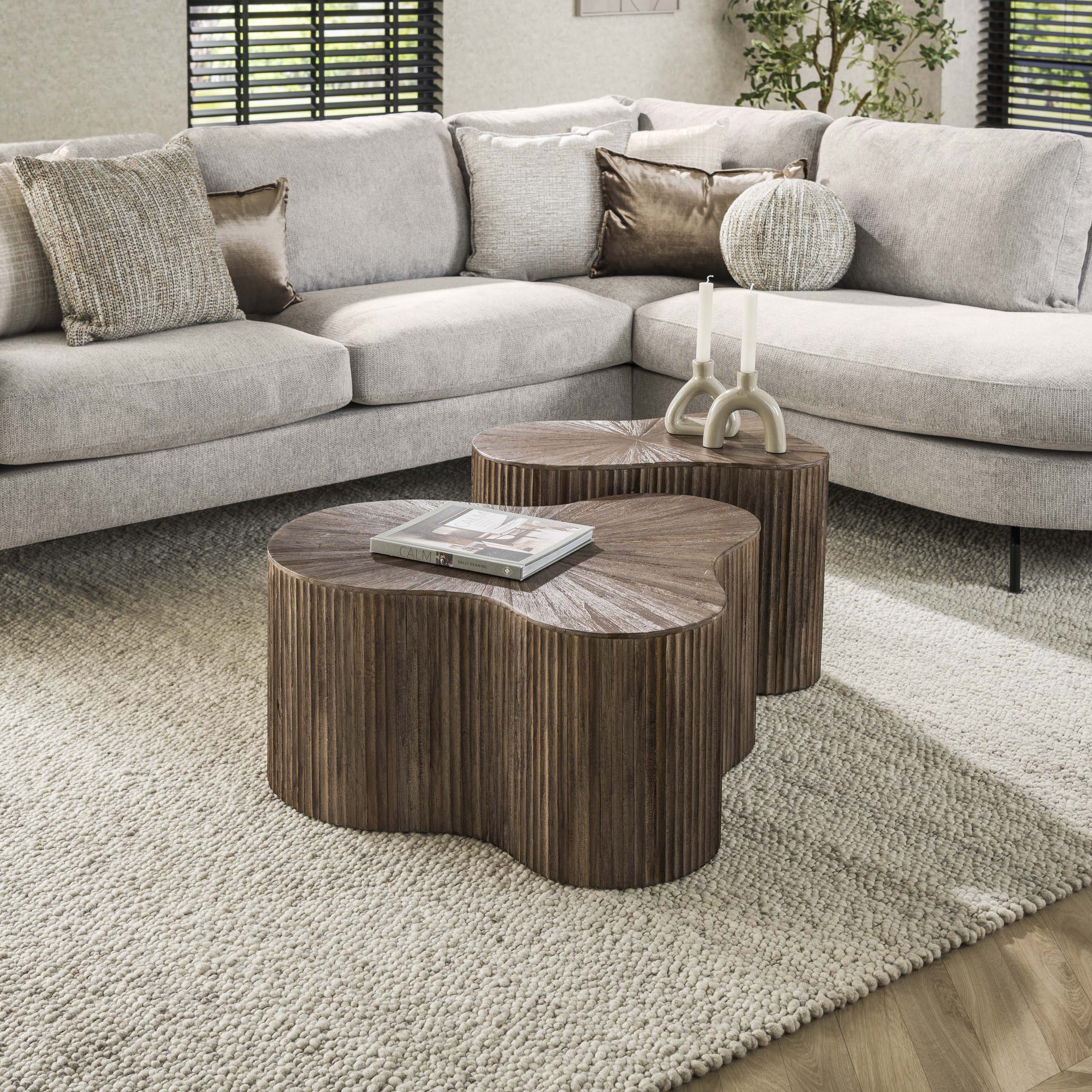 Salontafel Maya Teak Shamrock Set Van 2 Massief Teak Espresso