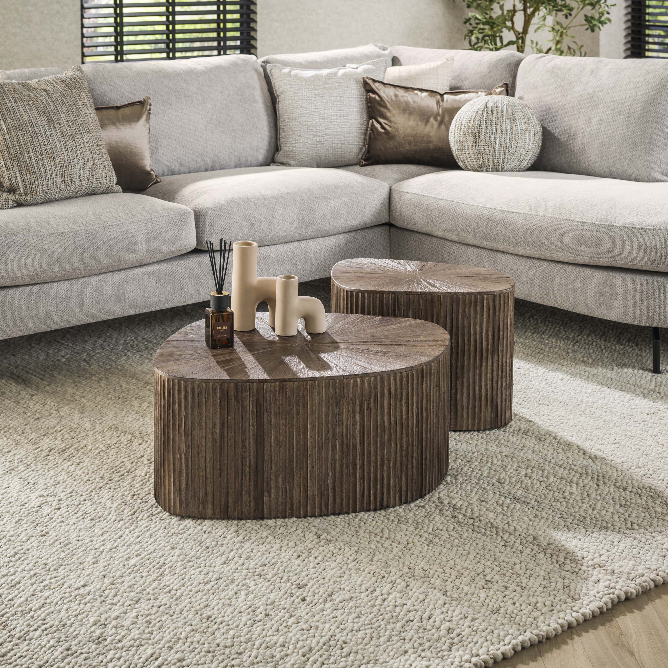 Salontafel Maya Teak Xl Vierhoekig Set Van 2 Massief Teak Espresso