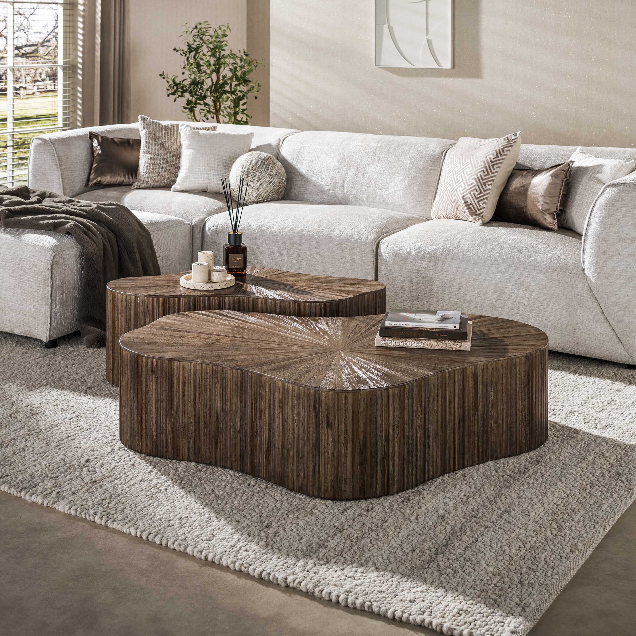 Salontafel Maya Teak Xl Shamrock Set Van 2 Massief Teak Espresso