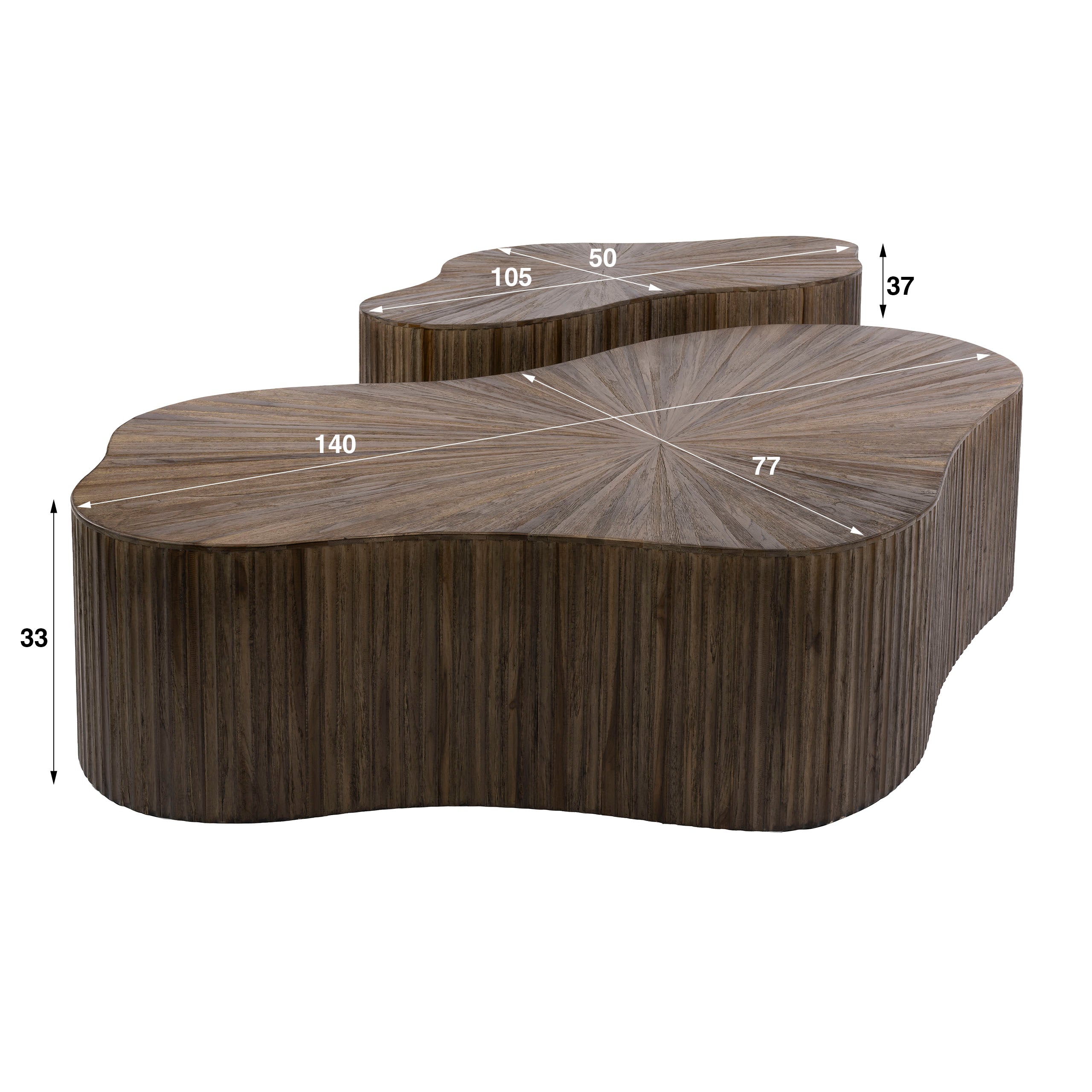 Salontafel Maya Teak Xl Shamrock Set Van 2 Massief Teak Espresso