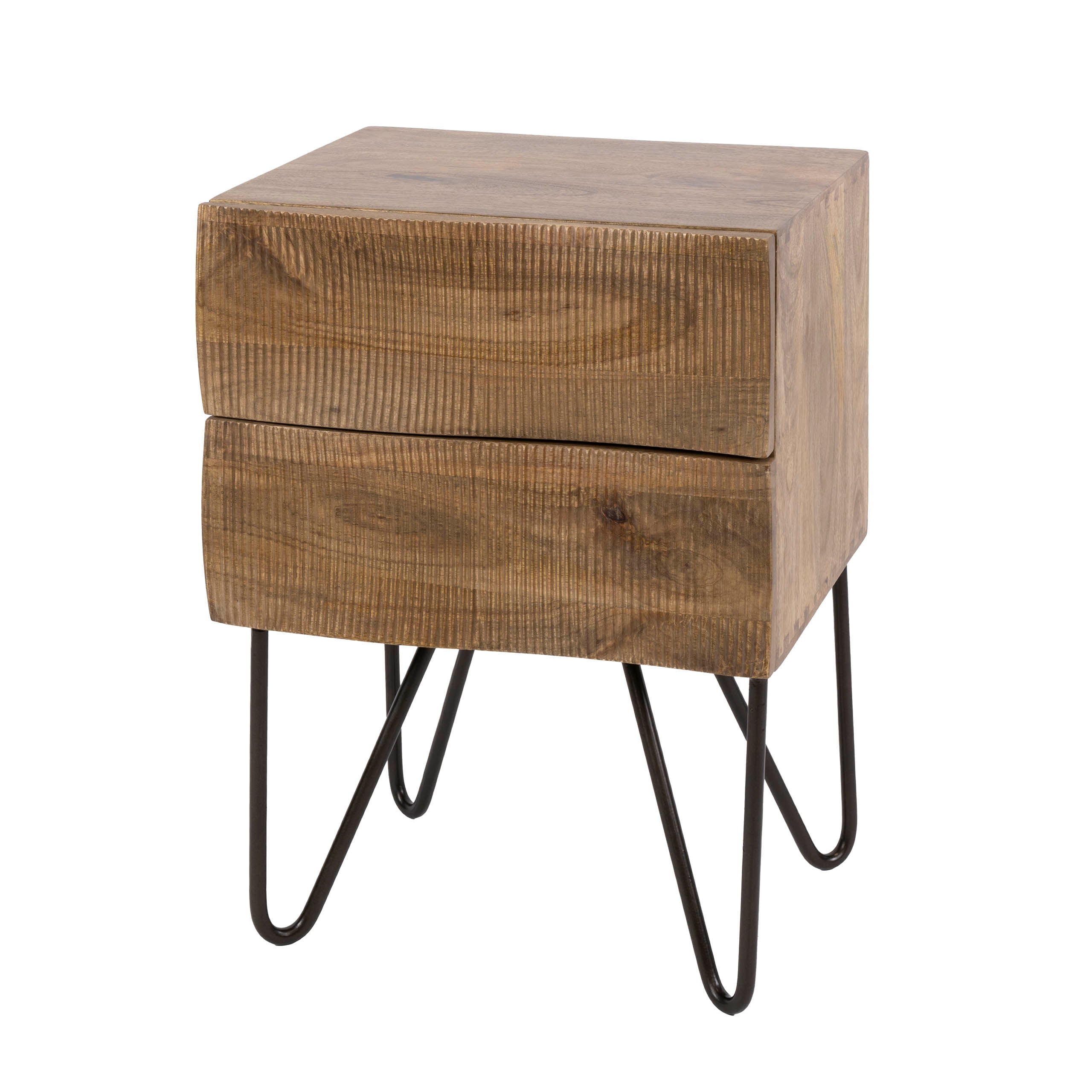 Nachtkastje Ocean 2 Lades Massief Mango Zand