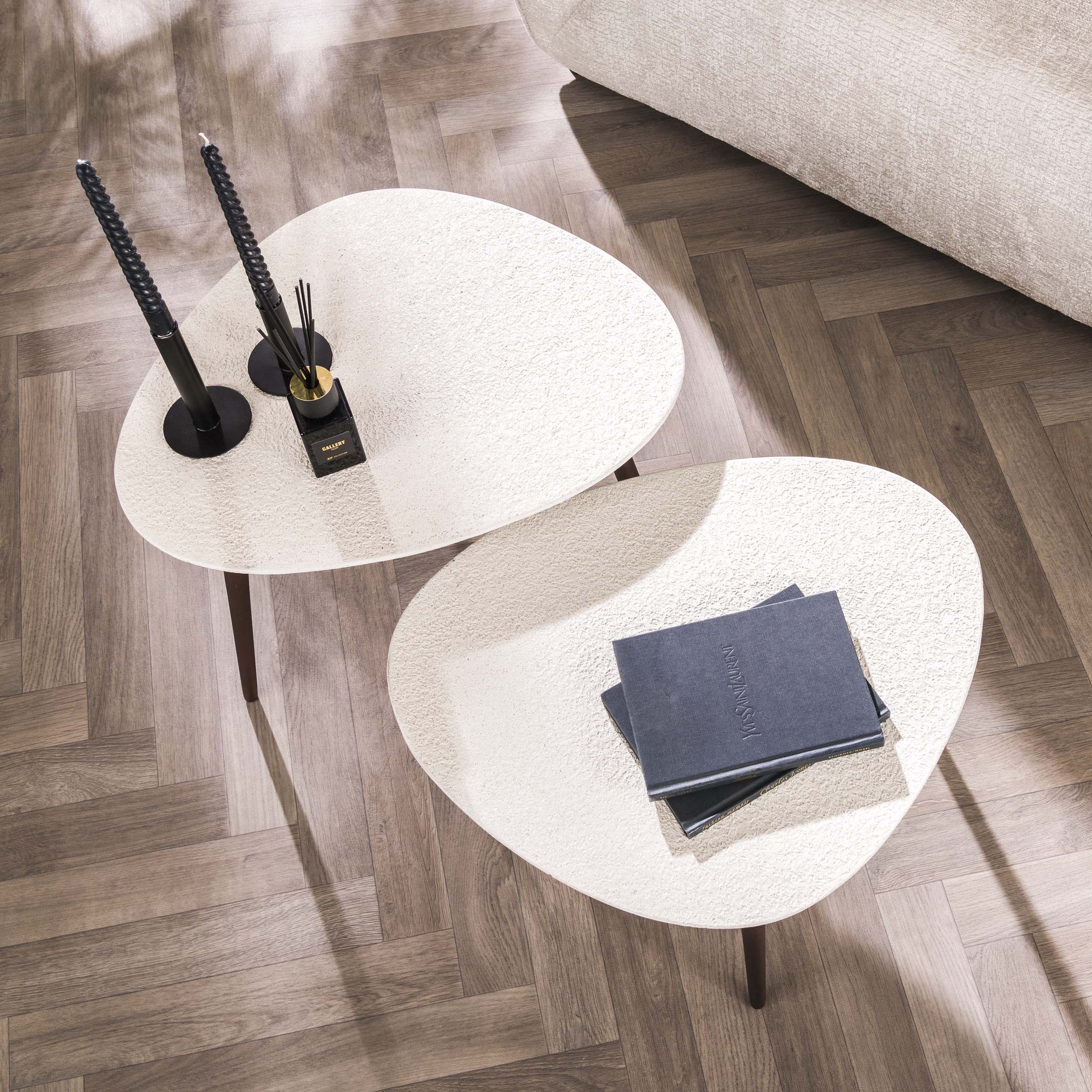 Salontafel Stone Driehoekig Set Van 2 Marmer Composiet