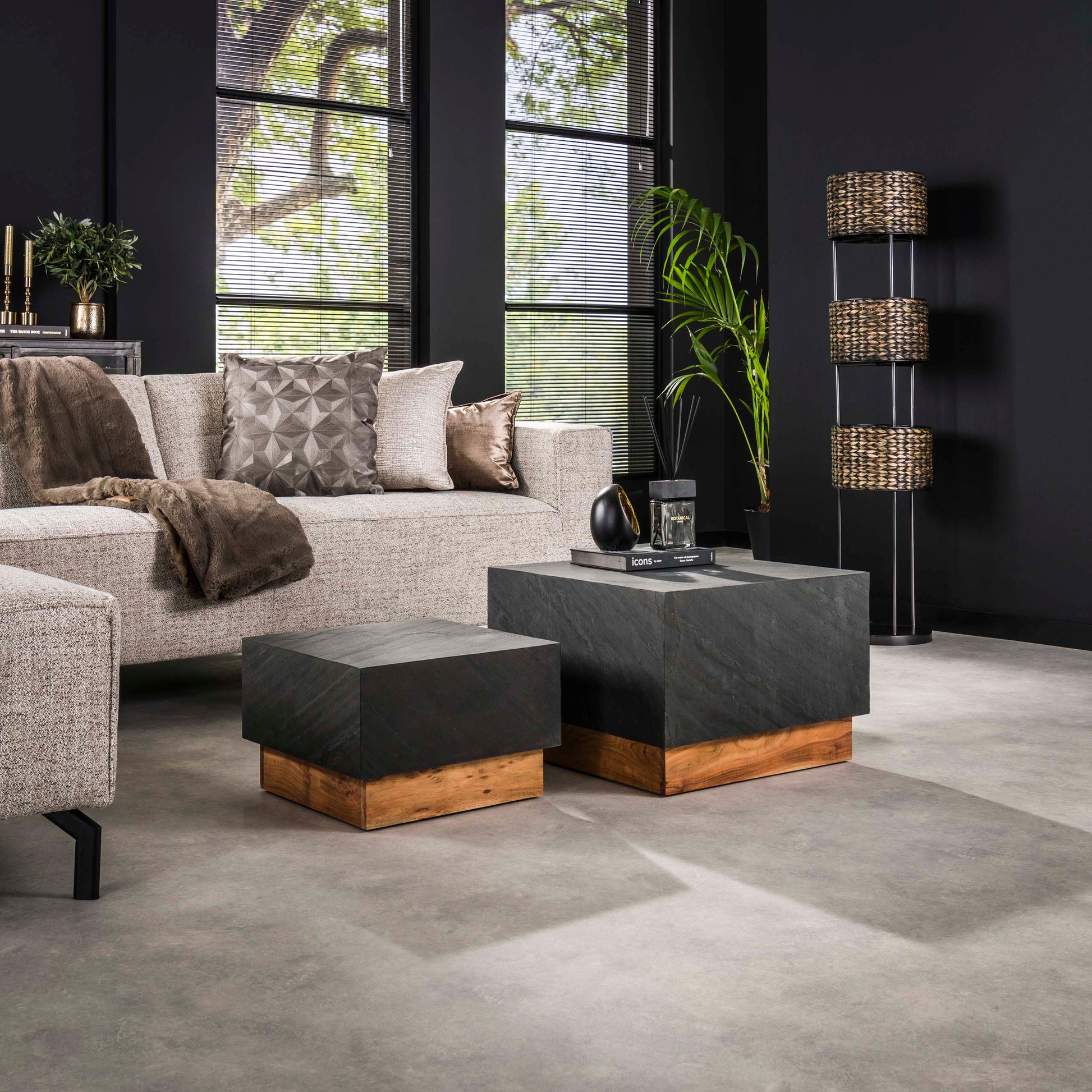Salontafel Blox Slate set van 2 / Leisteen
