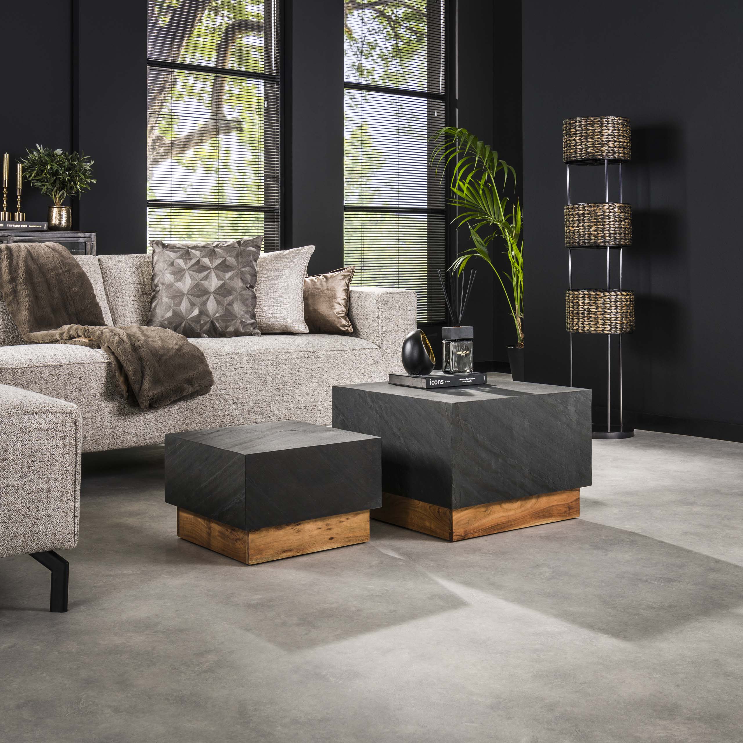 Salontafel Blox Slate set van 2 / Leisteen
