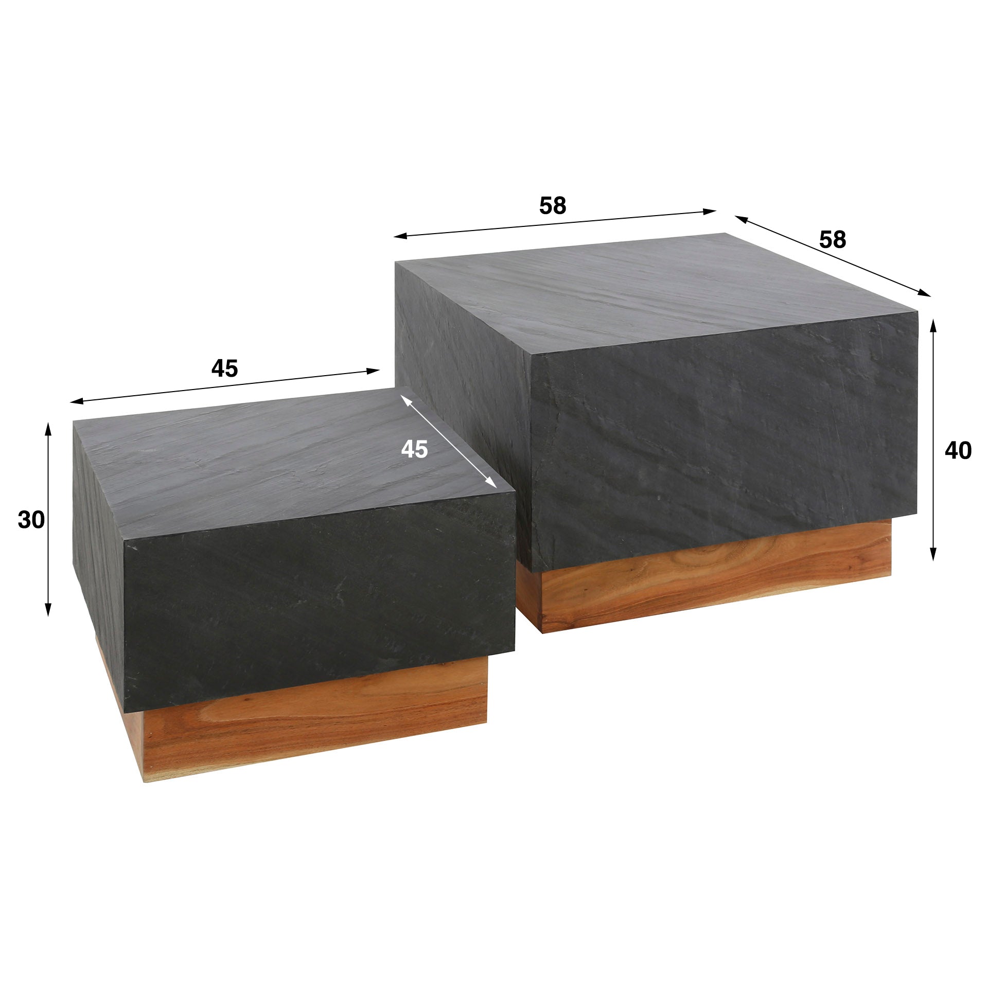 Salontafel Blox Slate Set Van 2 Leisteen