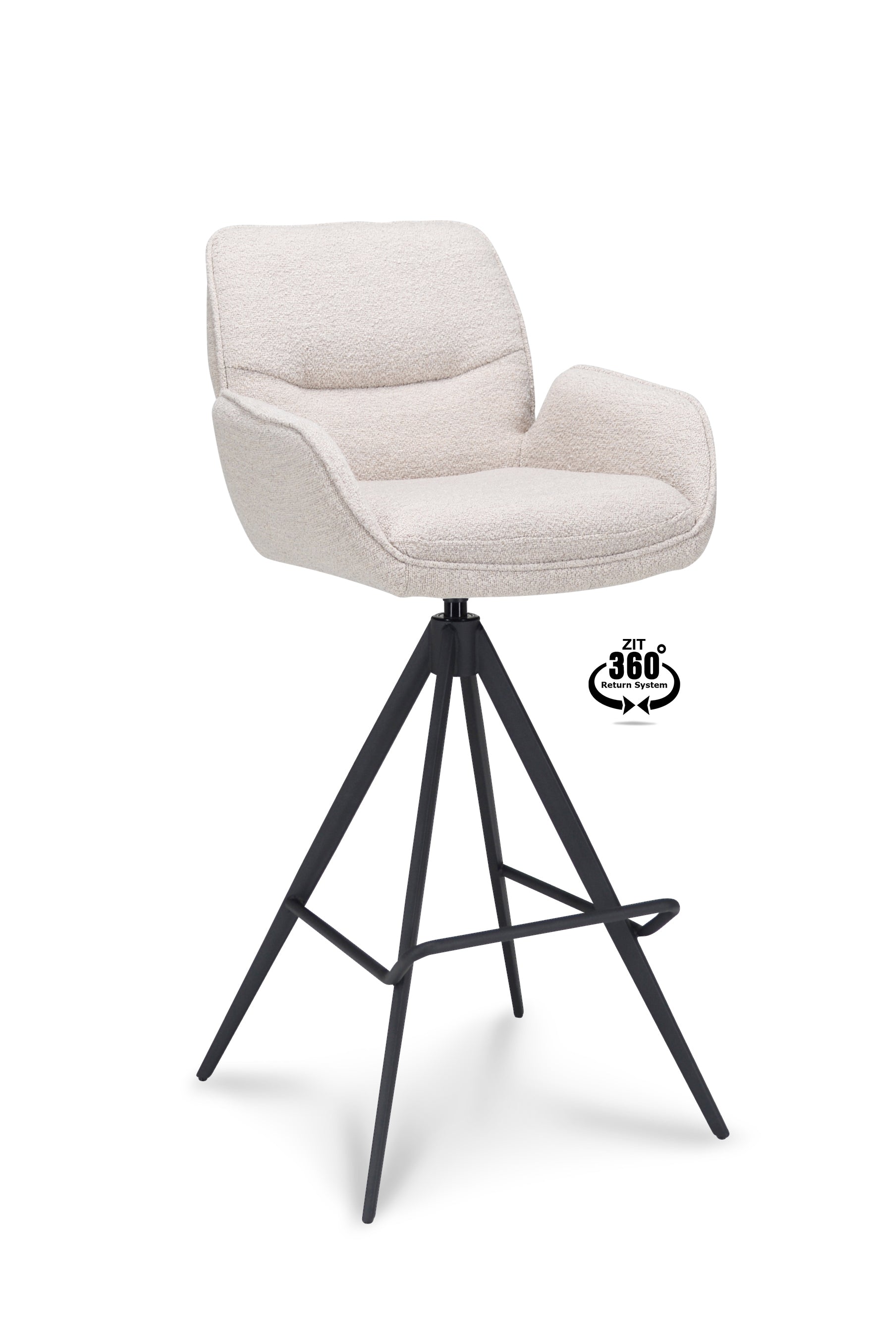 Barkruk met armleuning Bliss - ZH 80 Stof Alpine Natural Leg Black 360° Return-system