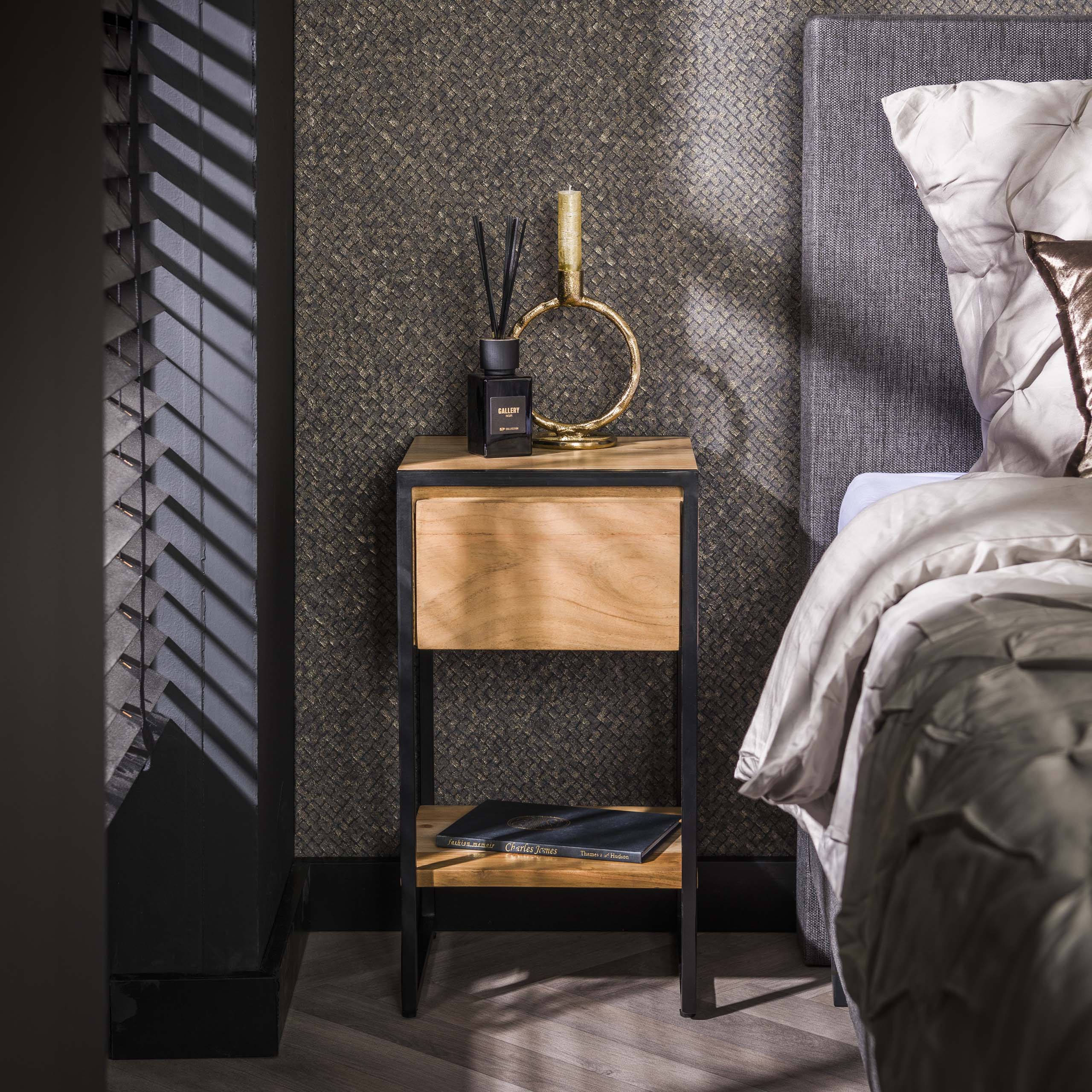 Nachtkastje Straight Wood XS 1 lade / Massief acacia
