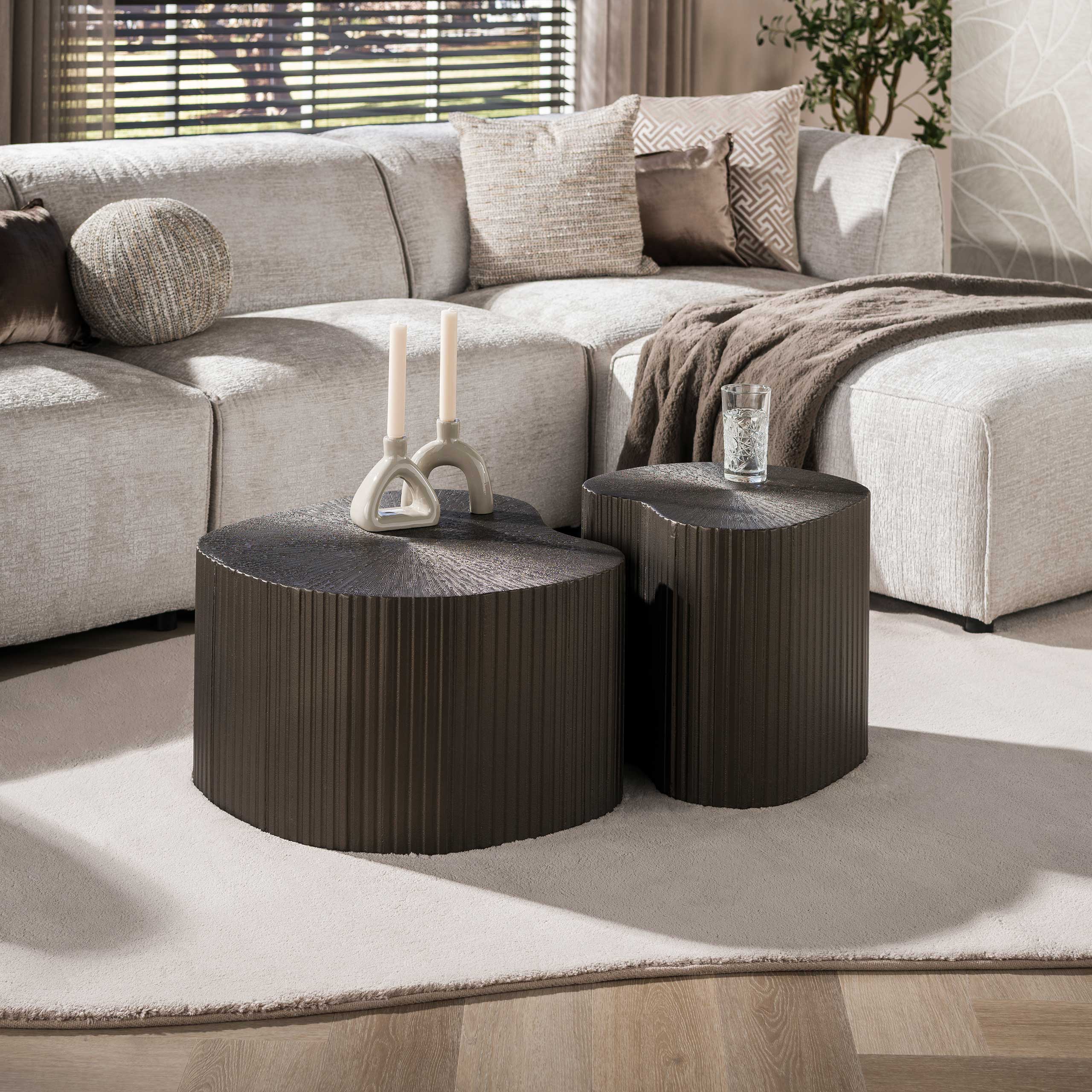 Salontafel Maya Ray niervormig set van 2 / Brons liquid metal