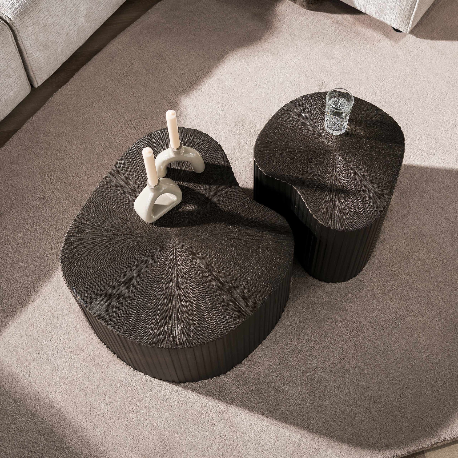 Salontafel Maya Ray niervormig set van 2 / Brons liquid metal