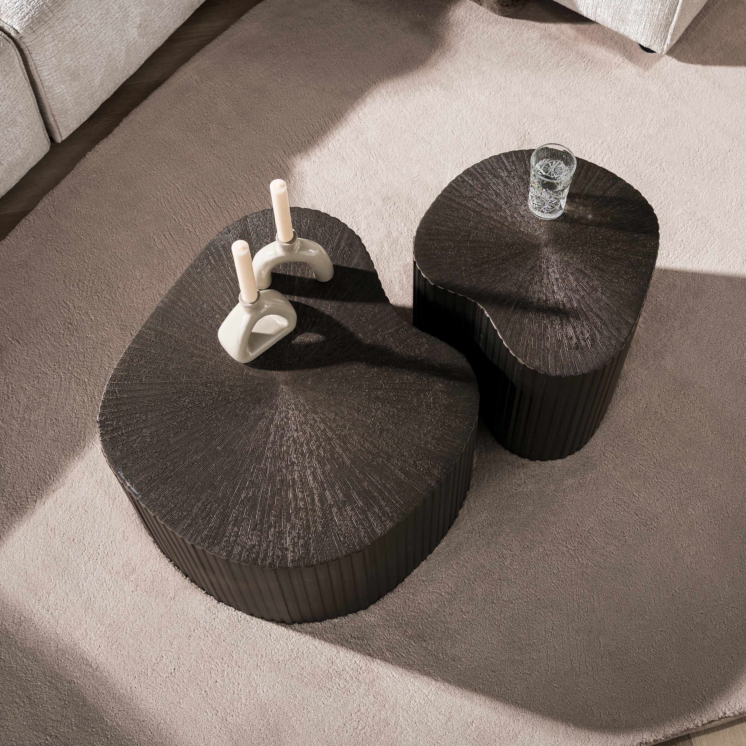 Salontafel Maya Ray niervormig set van 2 / Brons liquid metal