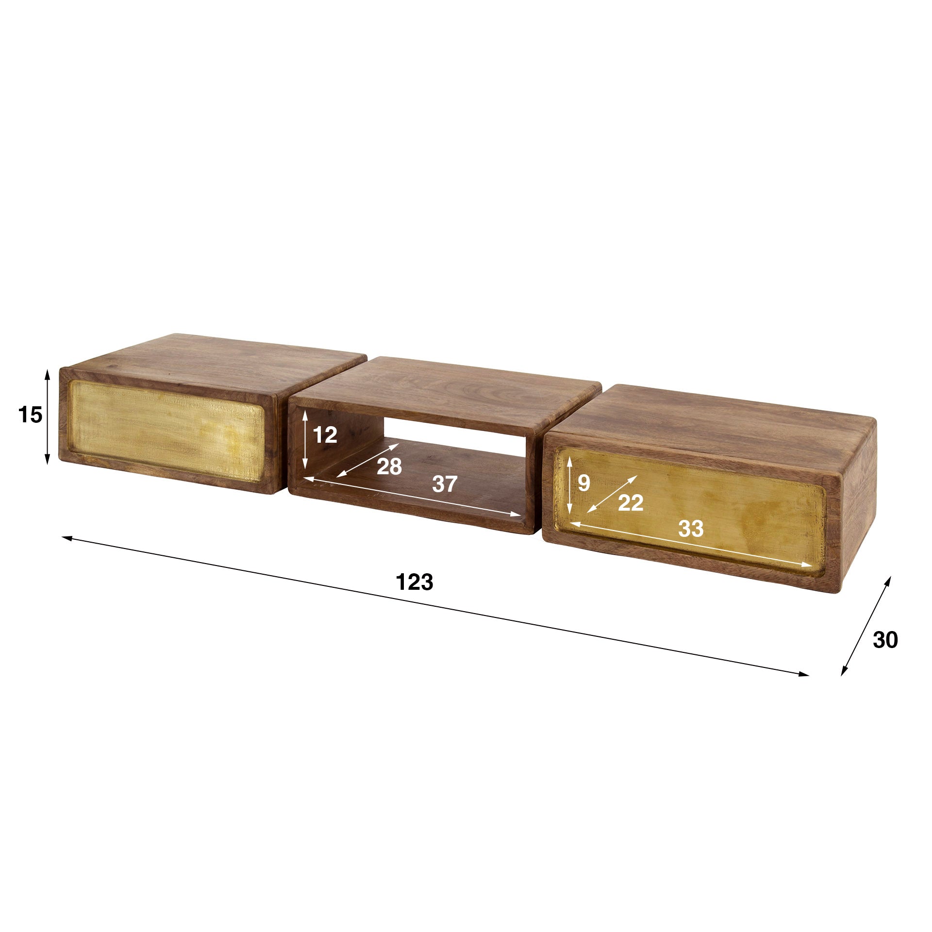 Kaptafel Brass 2 Lades Massief Mango Zand