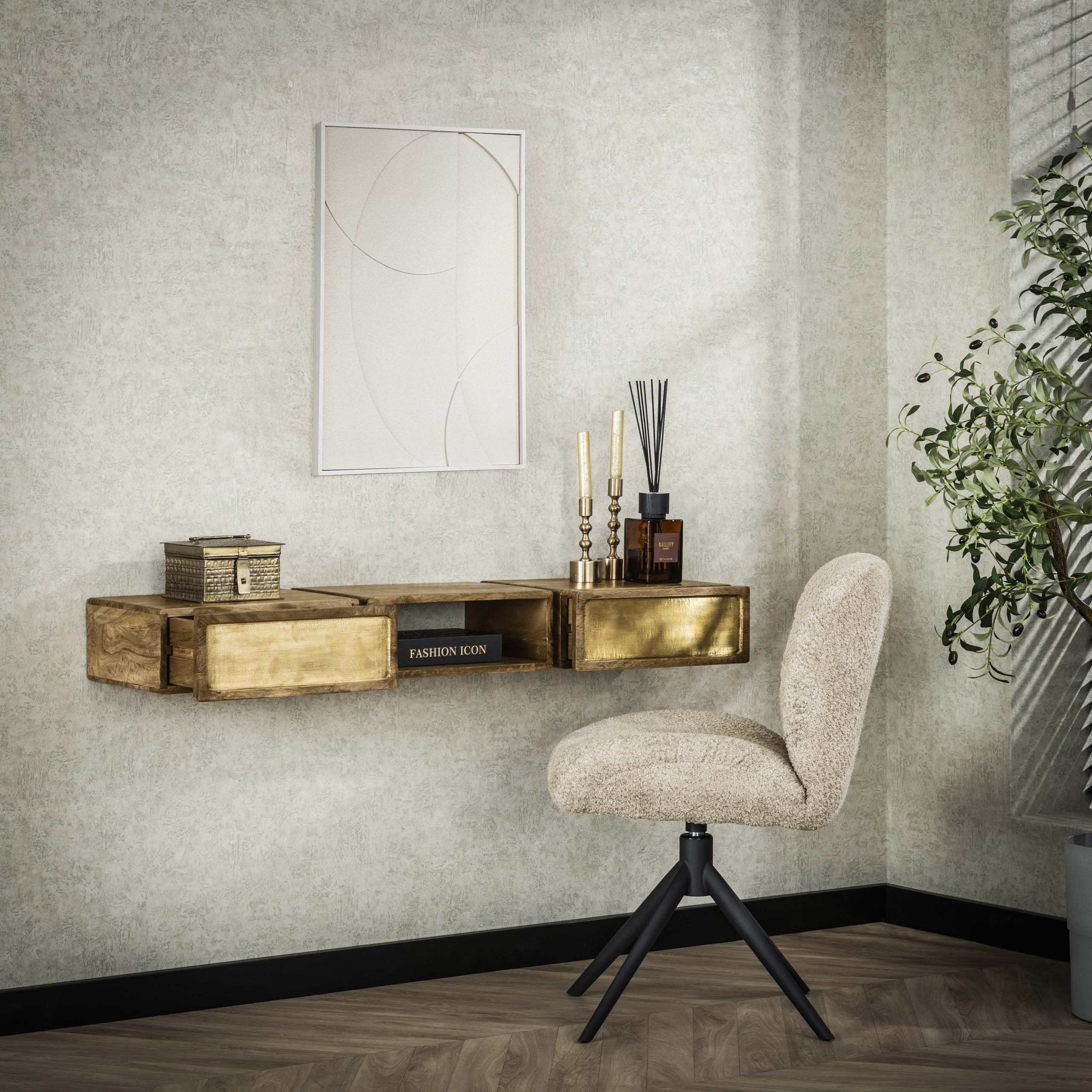 Kaptafel Brass 2 Lades Massief Mango Zand