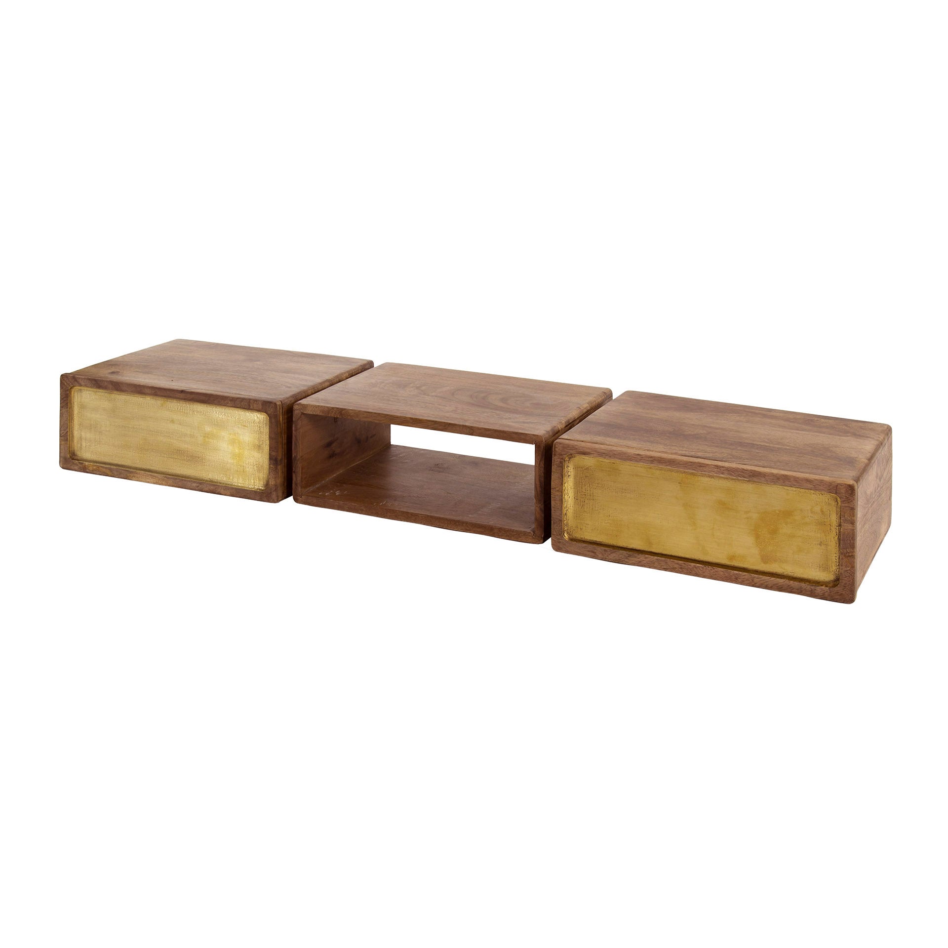 Kaptafel Brass 2 Lades Massief Mango Zand