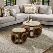 Salontafel Nuovo Curve set van 2 / Massief mango zand