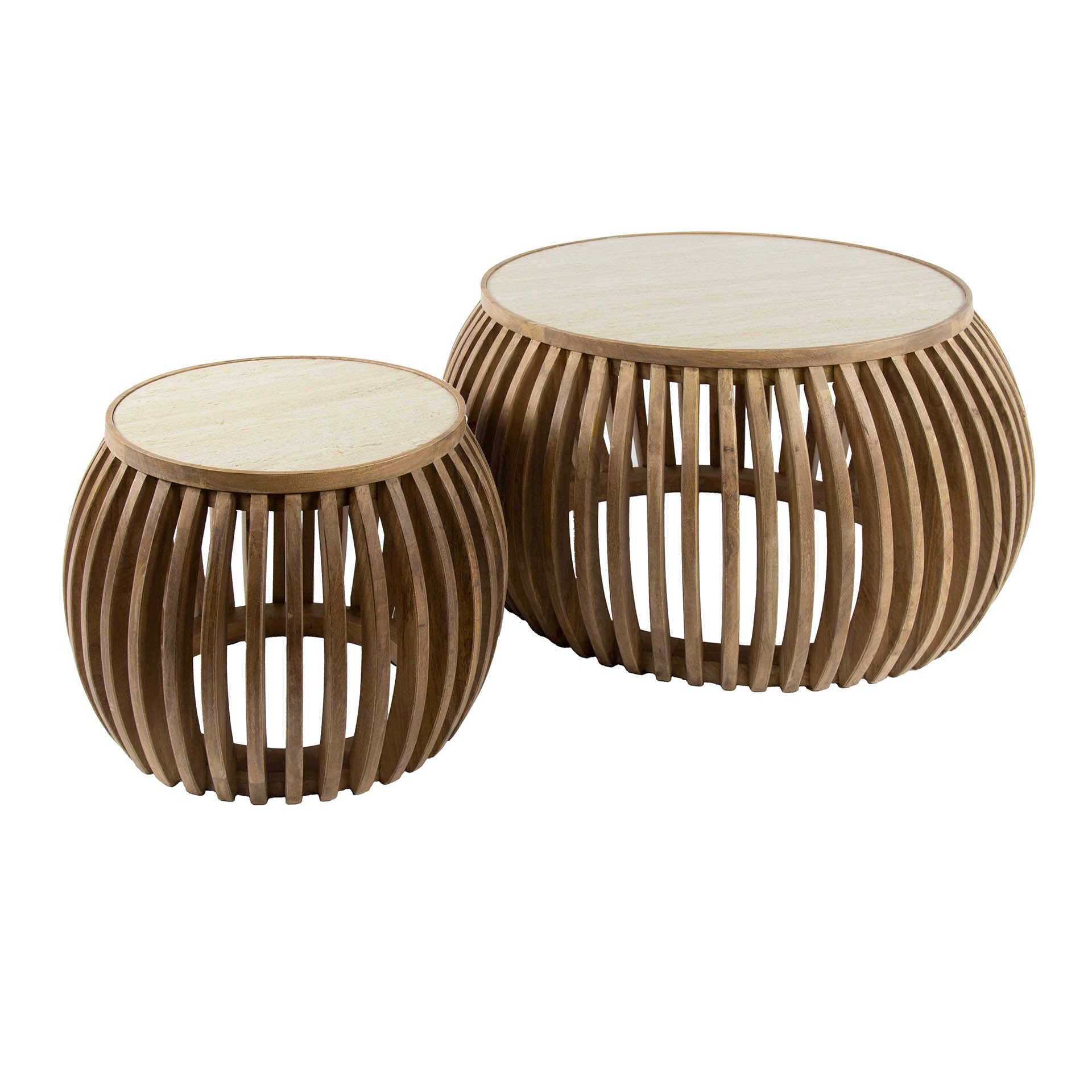 Salontafel Nuovo Curve Set Van 2 Massief Mango Zand