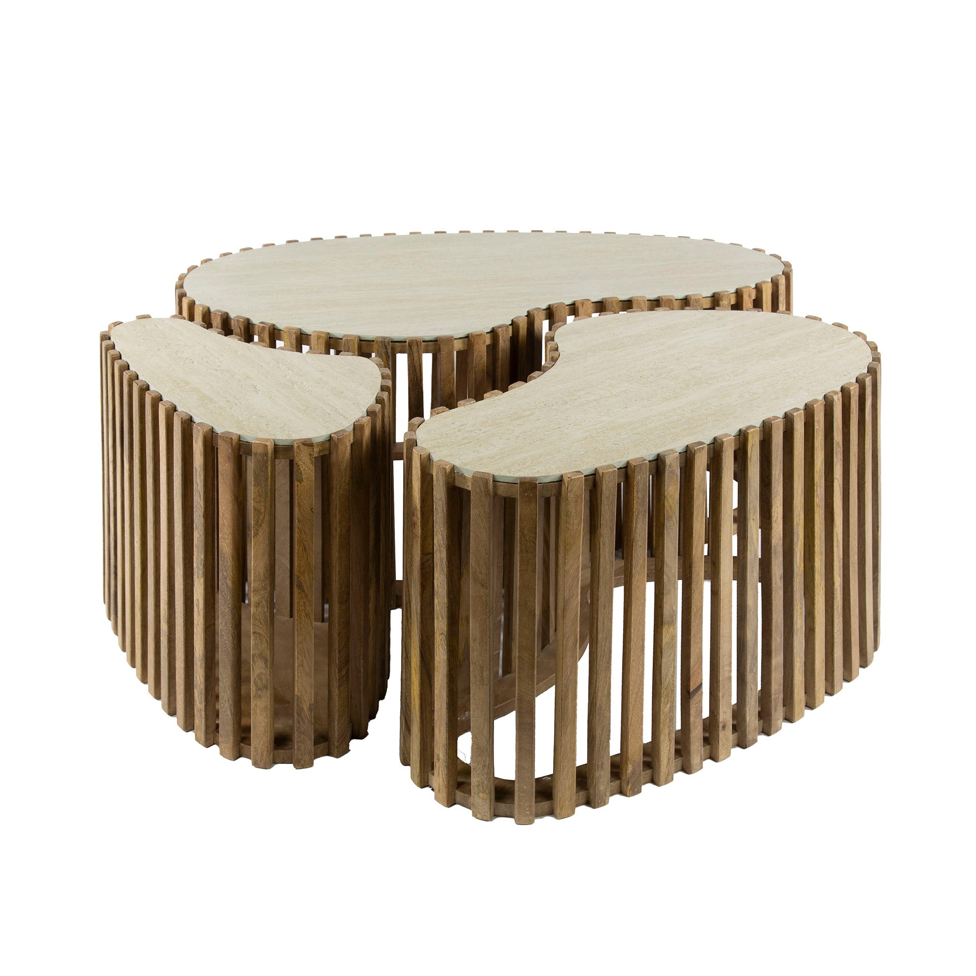 Salontafel Nuovo Niervormig Set Van 3 Massief Mango Zand