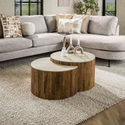 Salontafel Nuovo half rond set van 2 / Massief mango zand